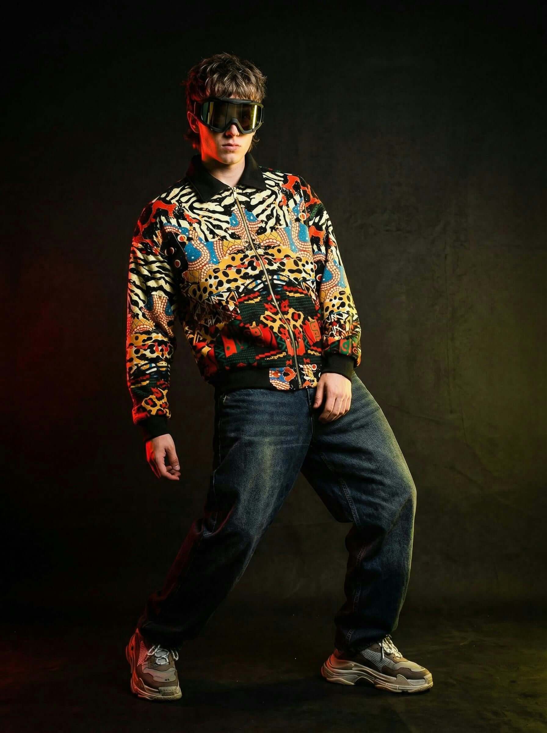 Abstract Savanna Multicolor Fur-Lined Zip-Up Jacket