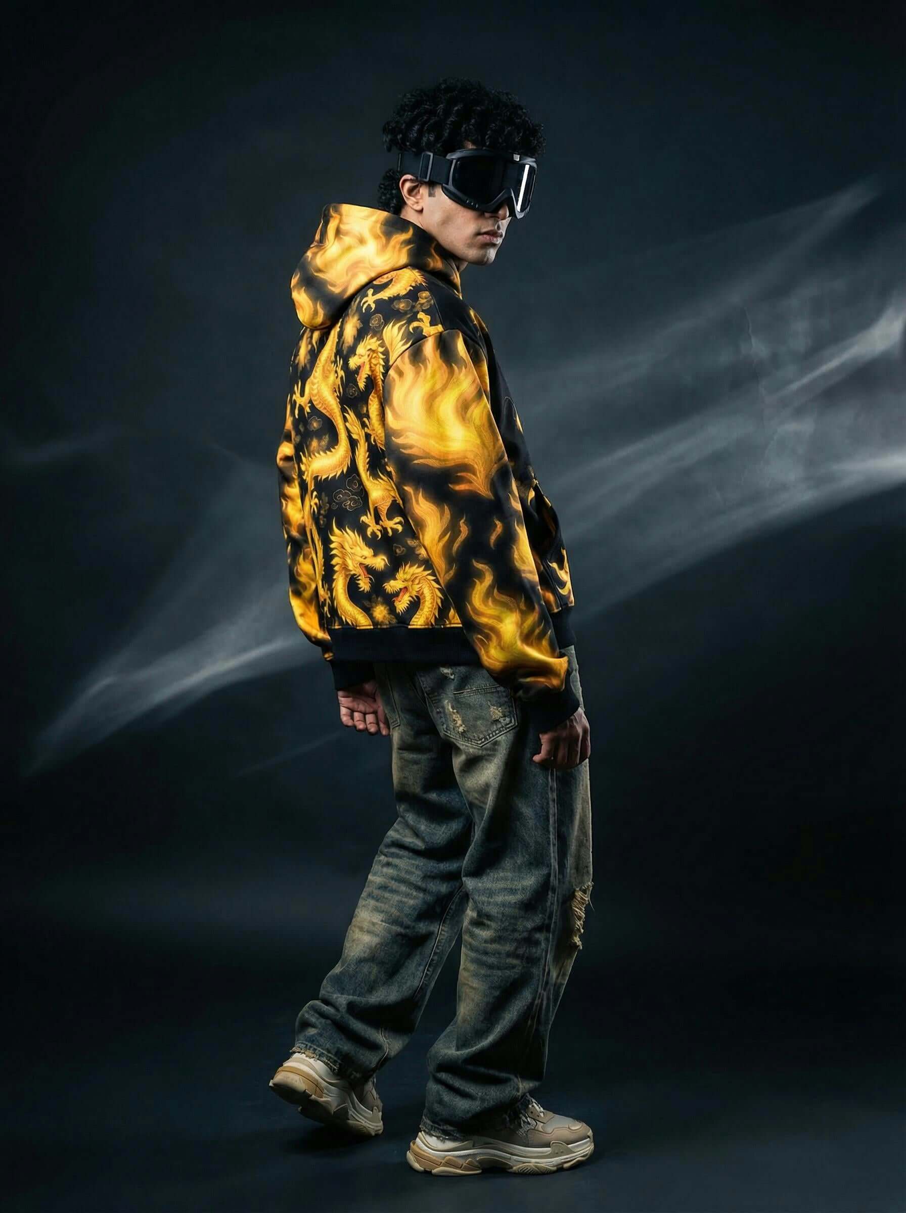 Inferno Dragon Graphic Hoodie – Golden Flame Streetwear