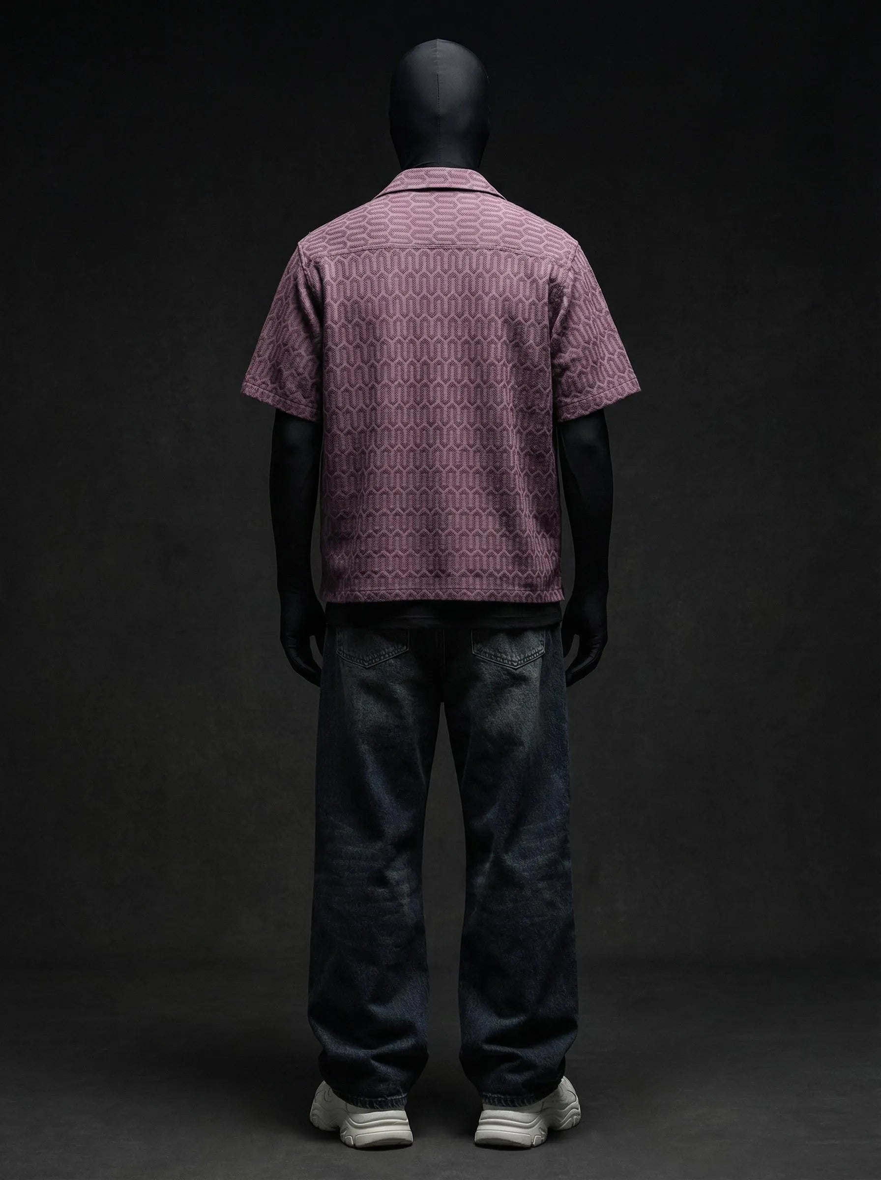 Coffee Grid Knitted Shirt