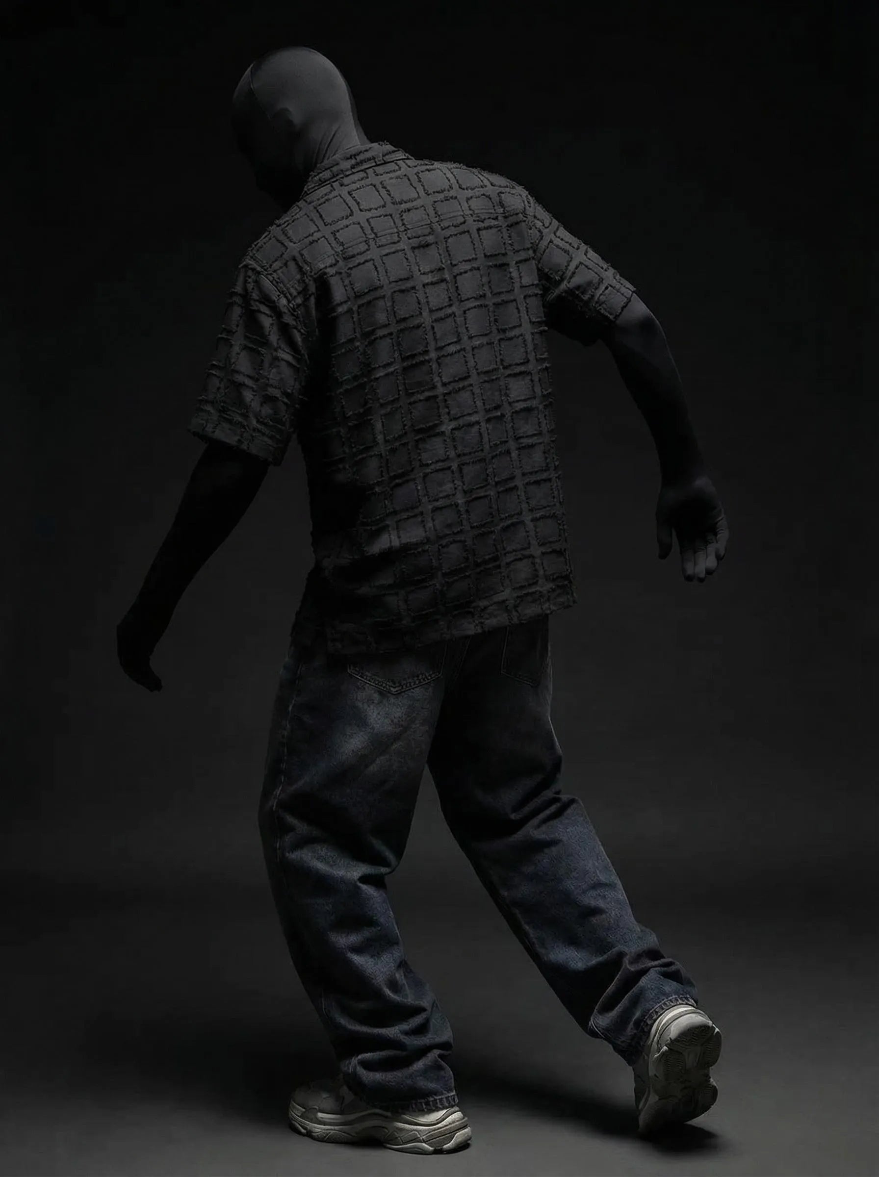 Black boxed Furr Knitted Shirt