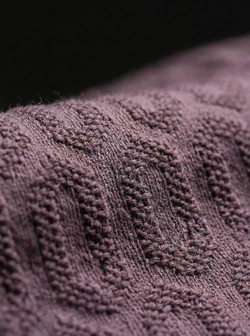 Coffee Grid Knitted Shirt