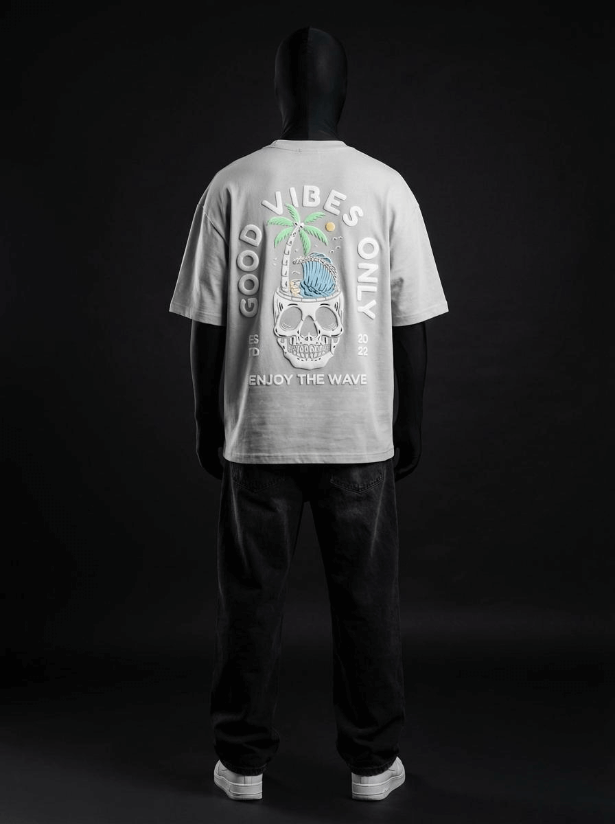 Skull Vibes Puff Printed Oversize Tee