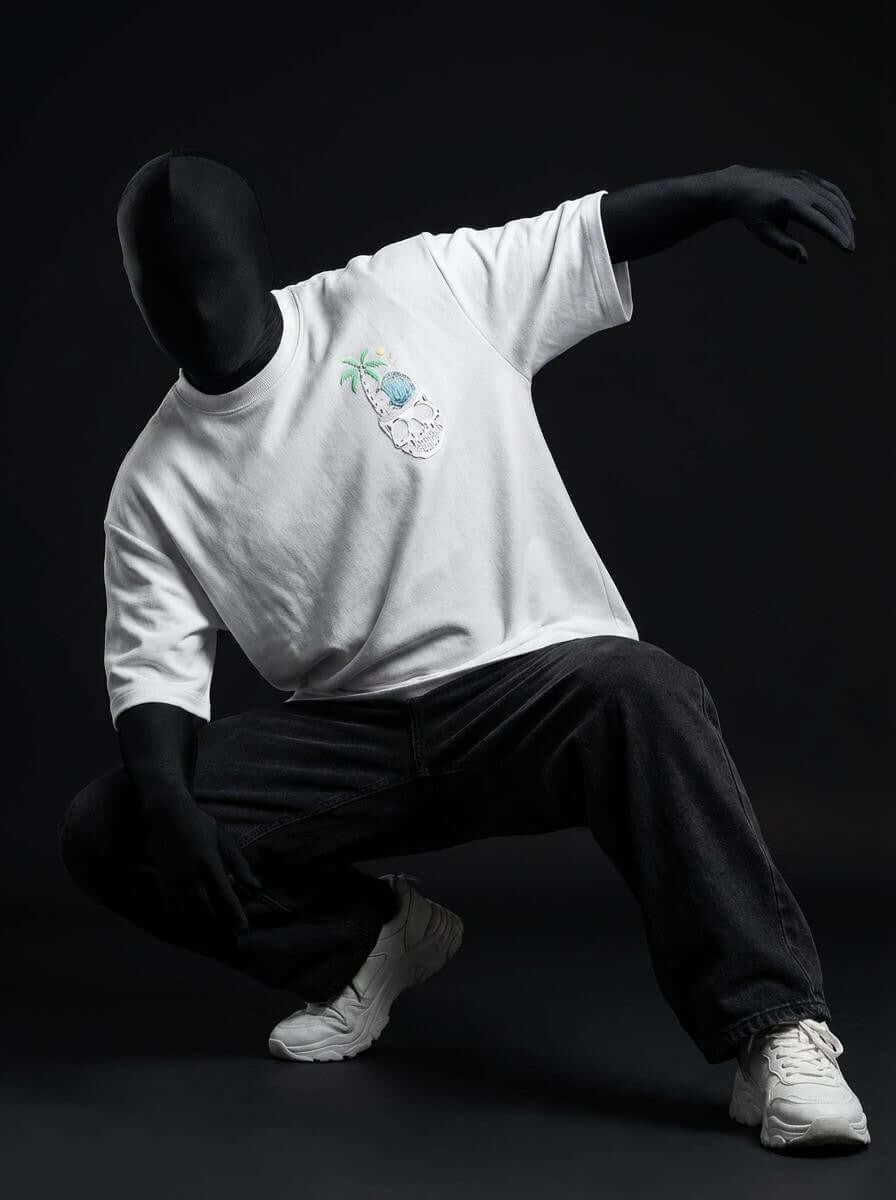 Skull Vibes Puff Printed Oversize Tee