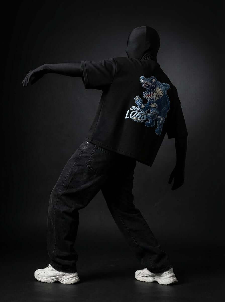 Shark Puff Printed Cotton Oversized Tee