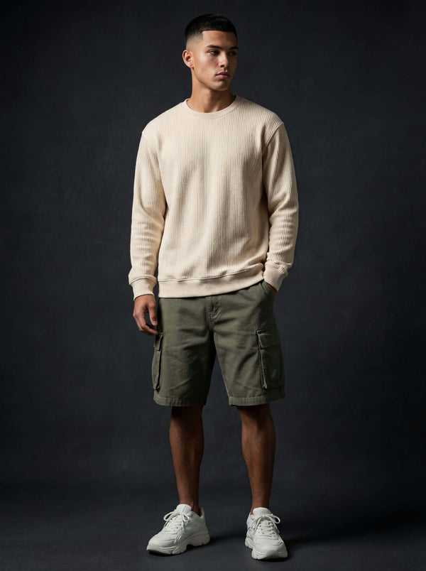 Daily Luxe Jacquard T-shirt  – Ivory Cream
