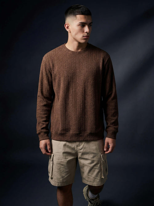 Daily Luxe Jacquard T-Shirt – Chestnut Brown