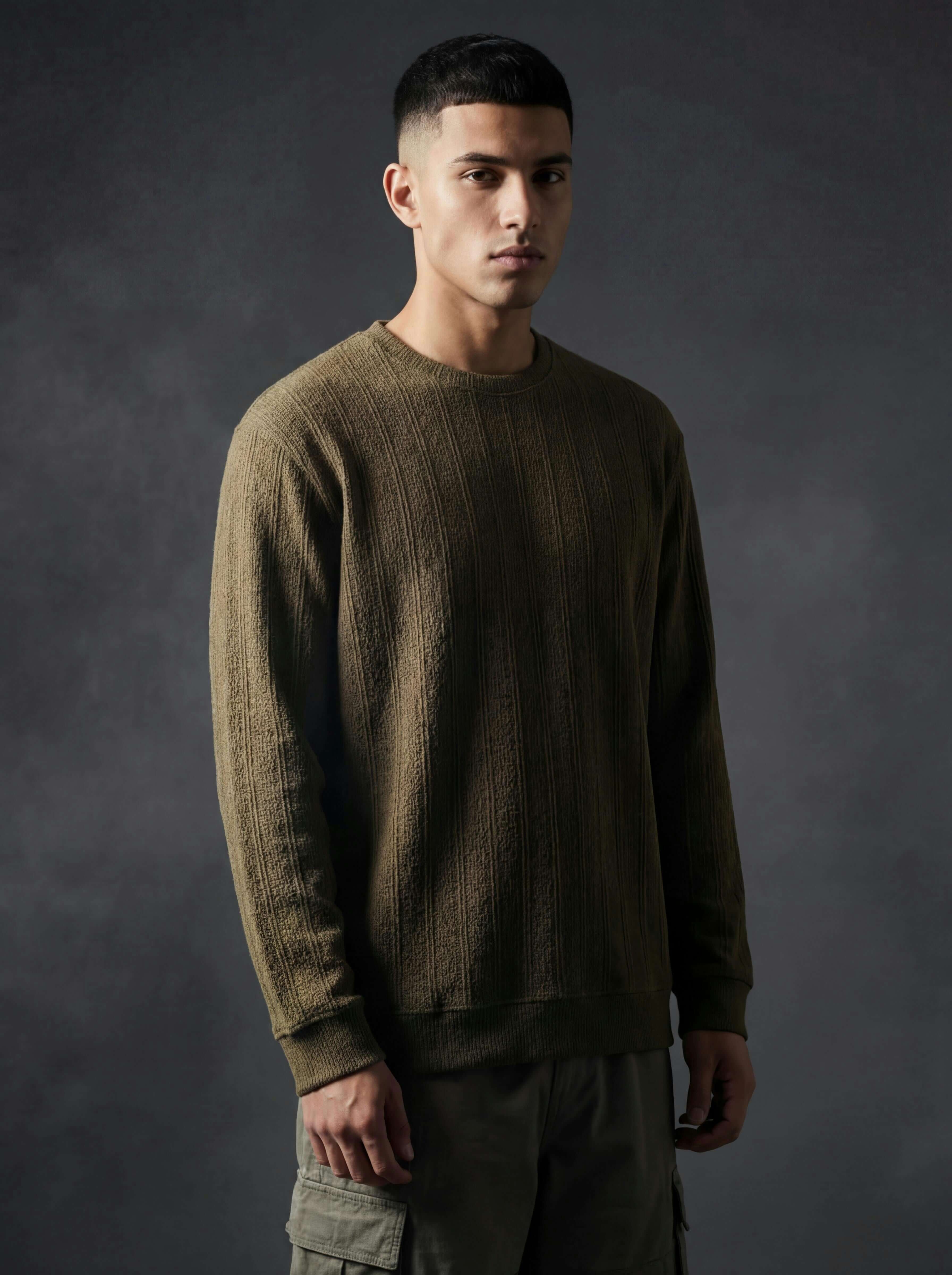 Daily Luxe Jacquard T-Shirt – Olive Grove