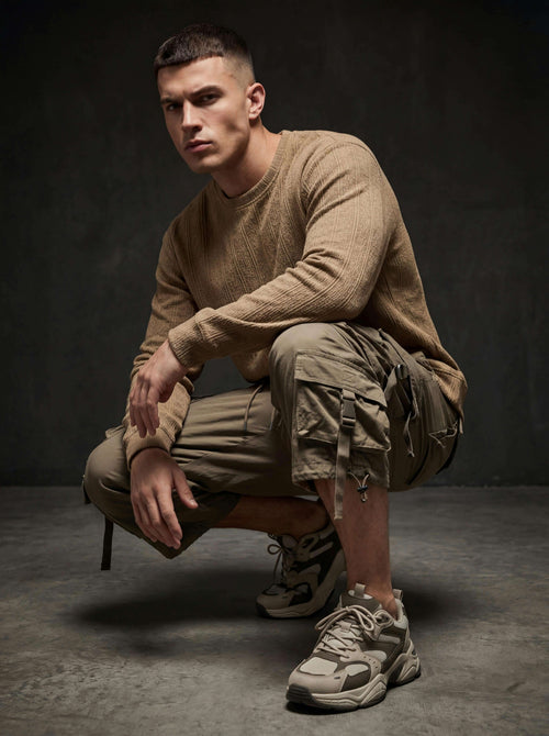 Daily Luxe Jacquard T-shirt  – Desert Sand