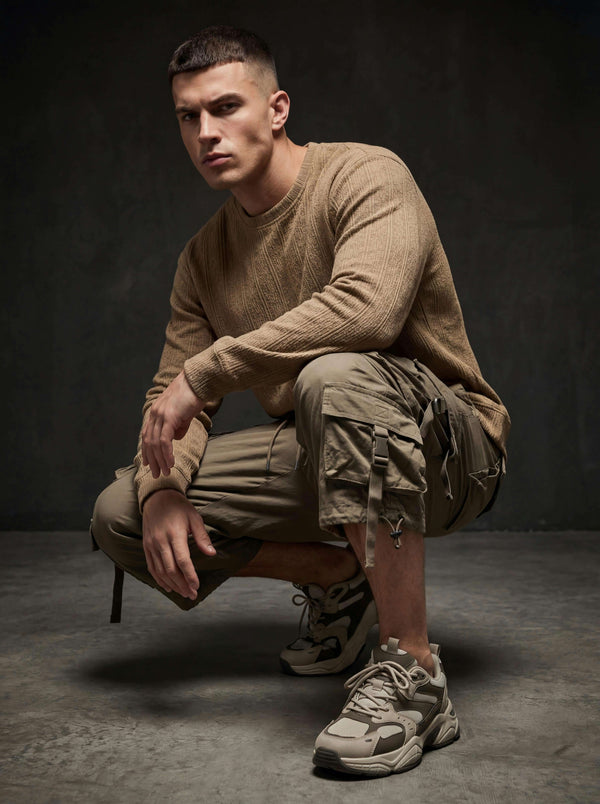 Daily Luxe Jacquard T-shirt  – Desert Sand