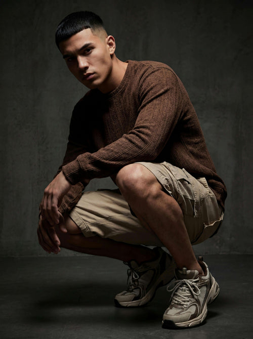 Daily Luxe Jacquard T-Shirt – Chestnut Brown