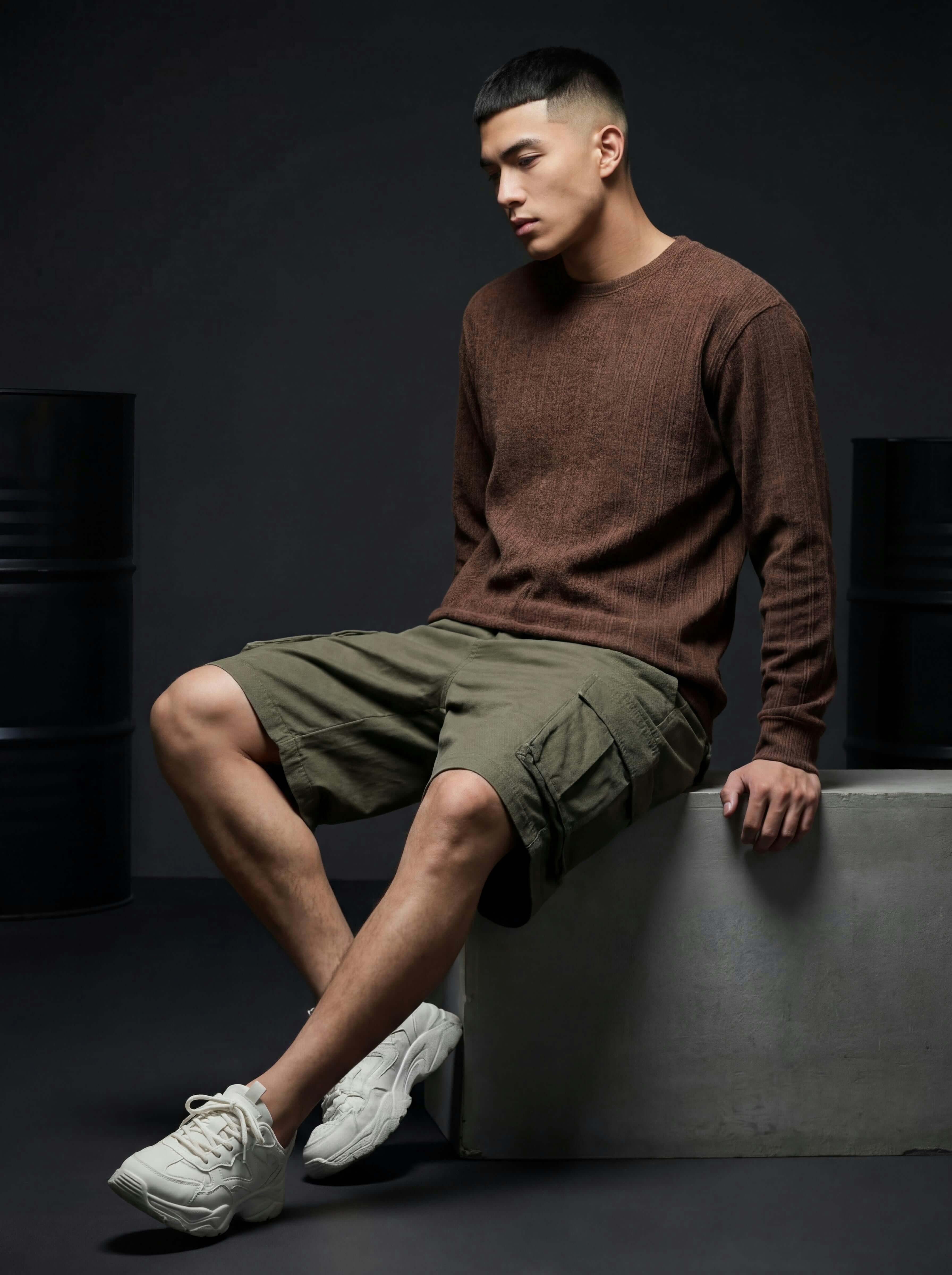 Daily Luxe Jacquard T-Shirt – Chestnut Brown