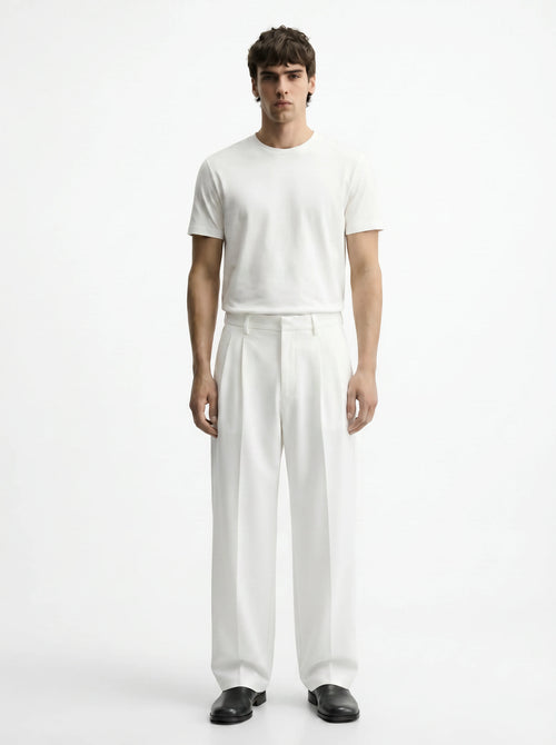 Ivory White Stretch Pants for Clean and Comfortable Streetwear