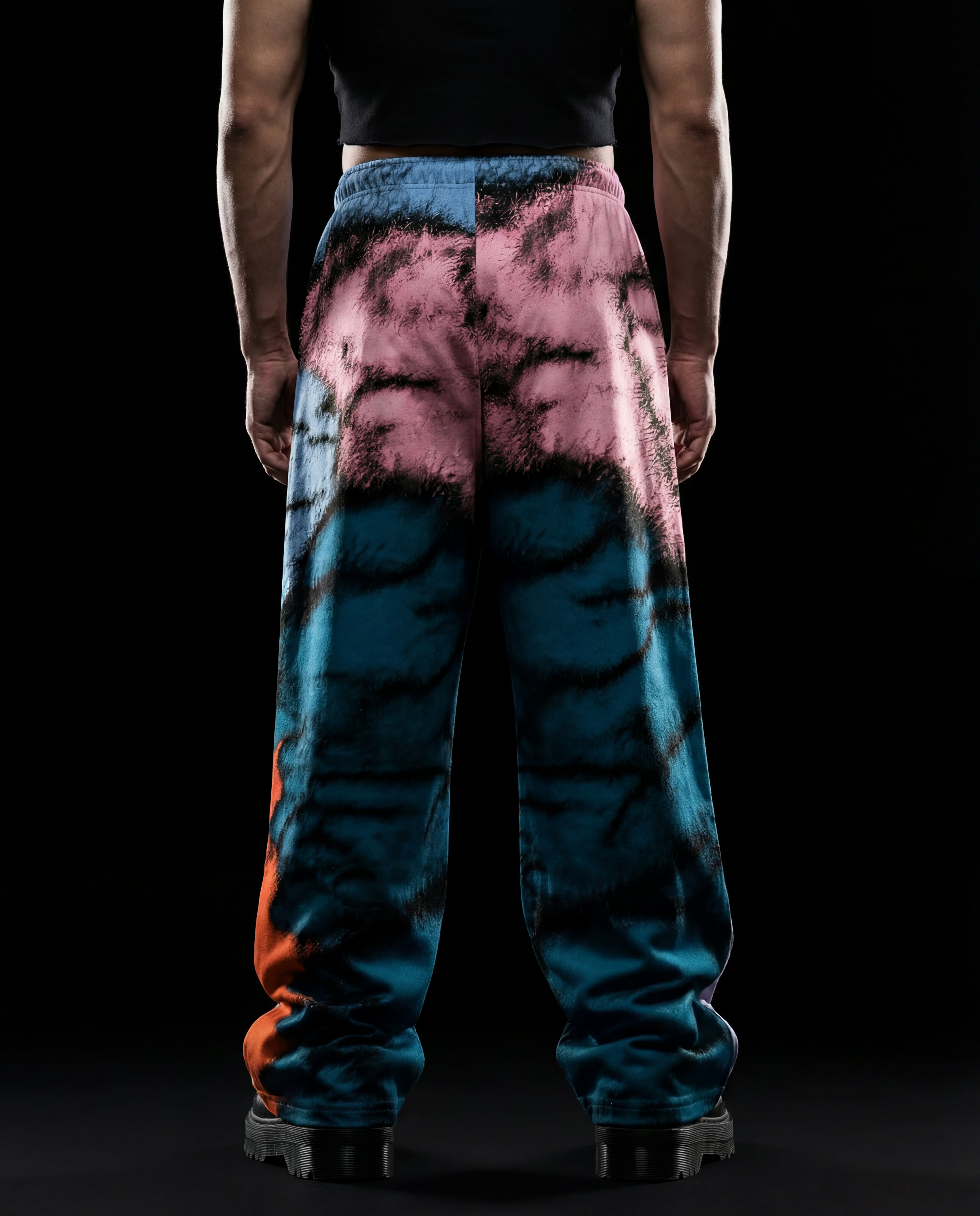 Azure Ember Abstract Printed Baggy Pants