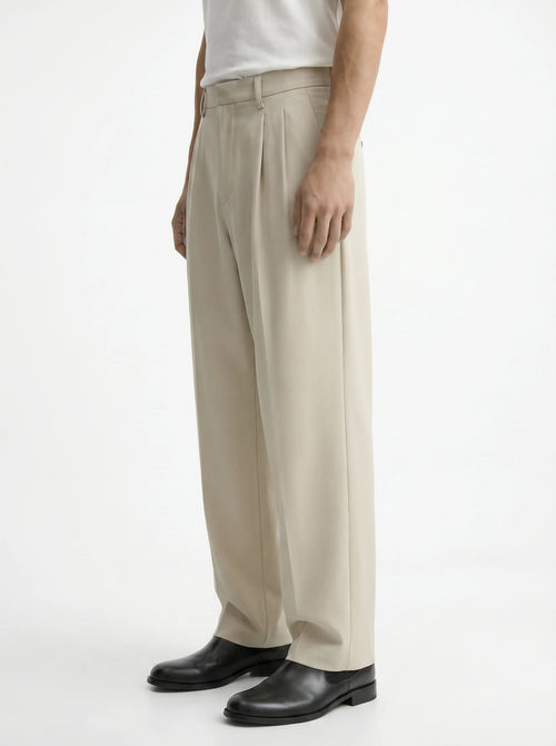 Sandstone Beige Stretch Pants for Neutral and Versatile Streetwear