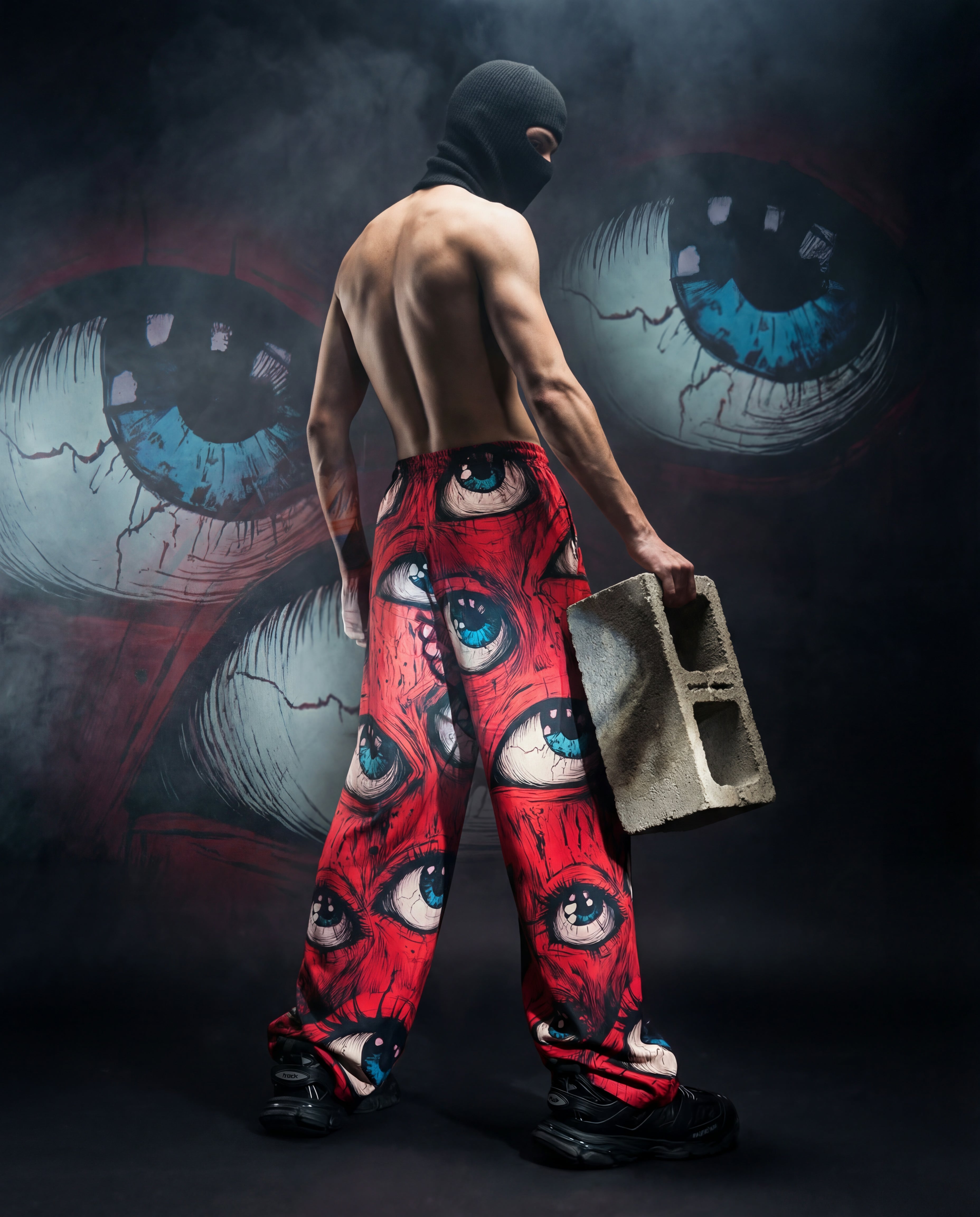 Ocular Crimson Printed Baggy Pants