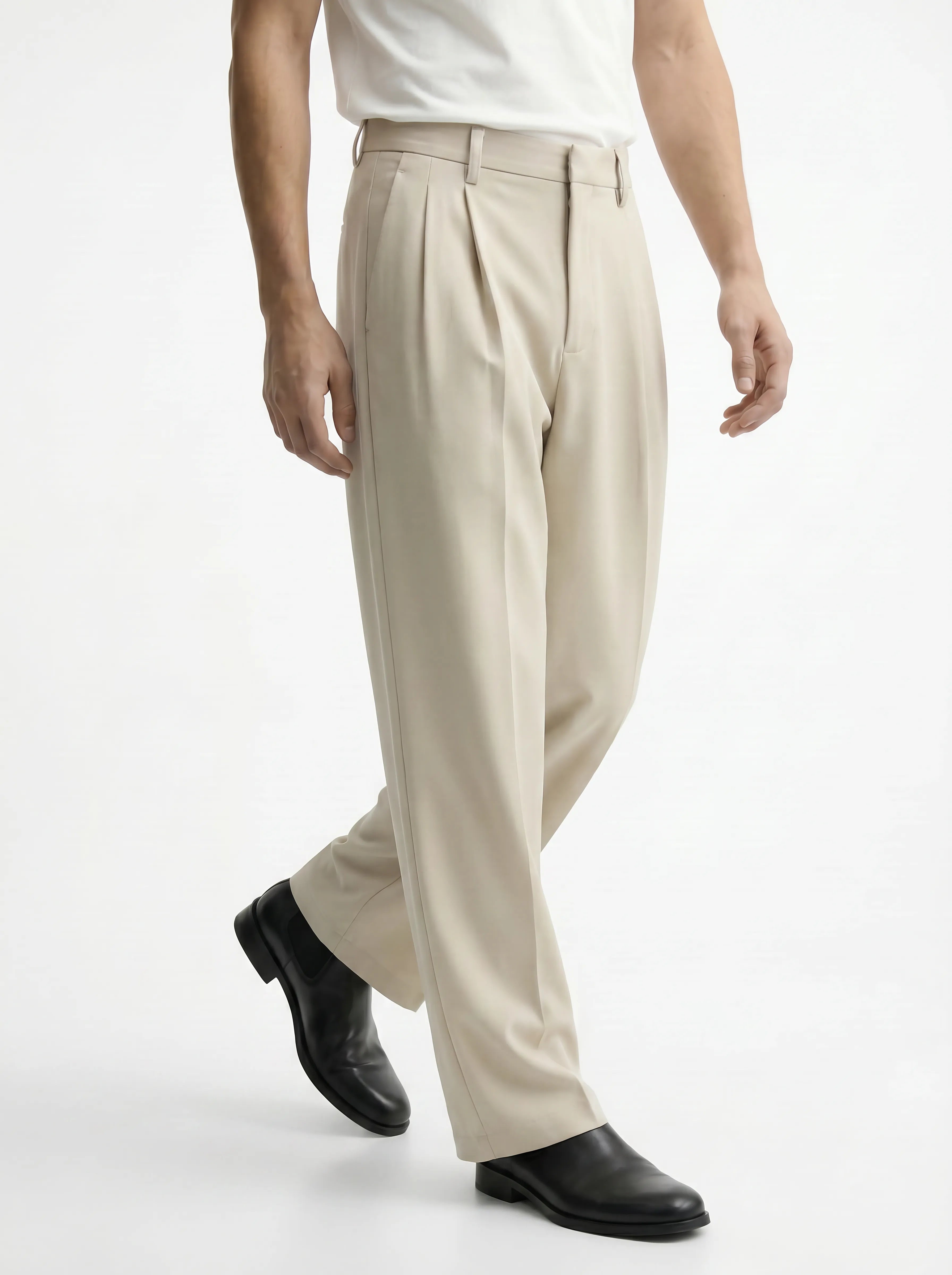 Sandstone Beige Stretch Pants for Neutral and Versatile Streetwear
