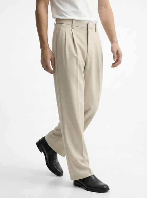 Sandstone Beige Stretch Pants for Neutral and Versatile Streetwear