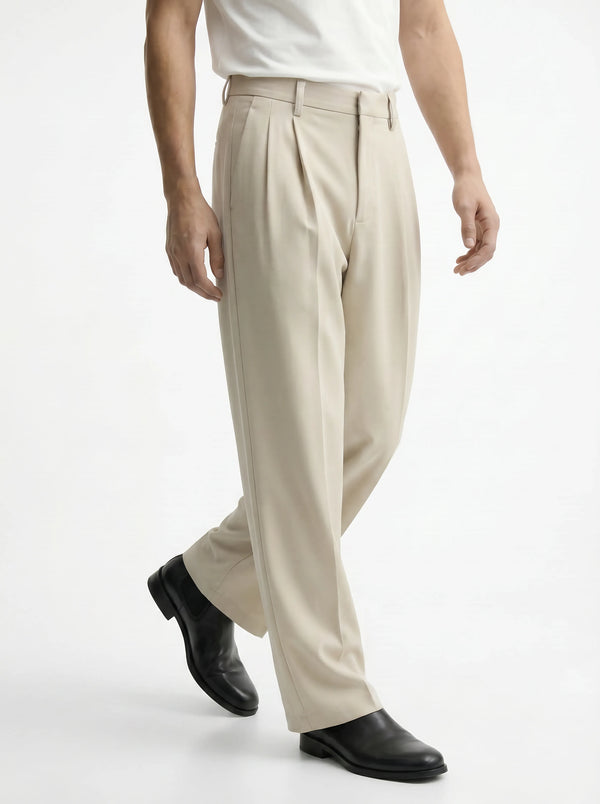 Sandstone Beige Stretch Pants for Neutral and Versatile Streetwear
