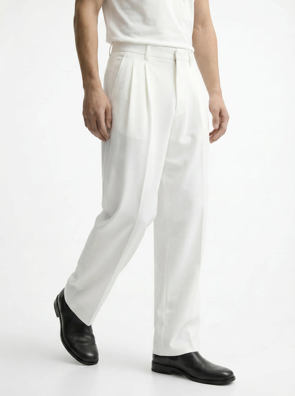 Ivory White Stretch Pants for Clean and Comfortable Streetwear