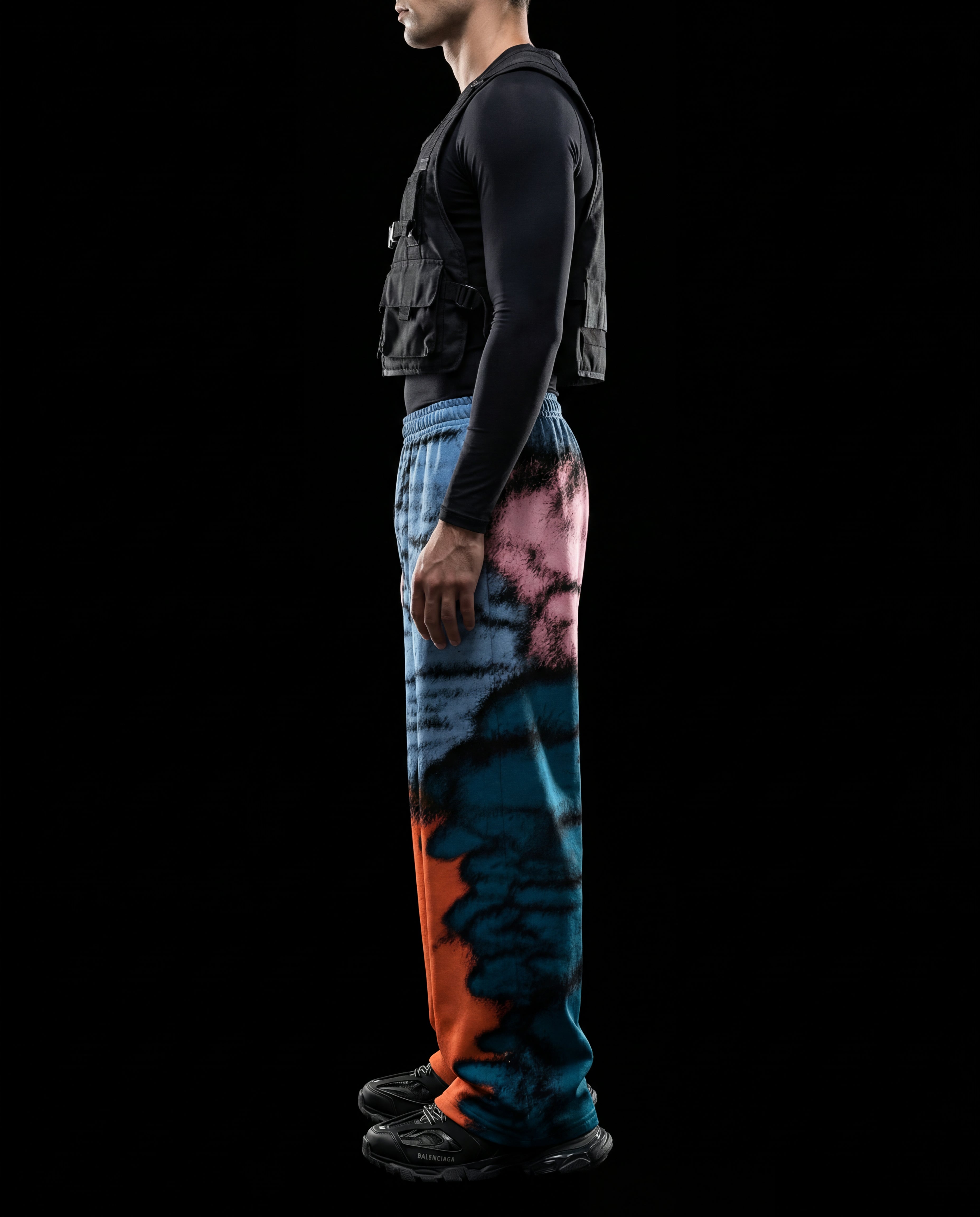 Azure Ember Abstract Printed Baggy Pants