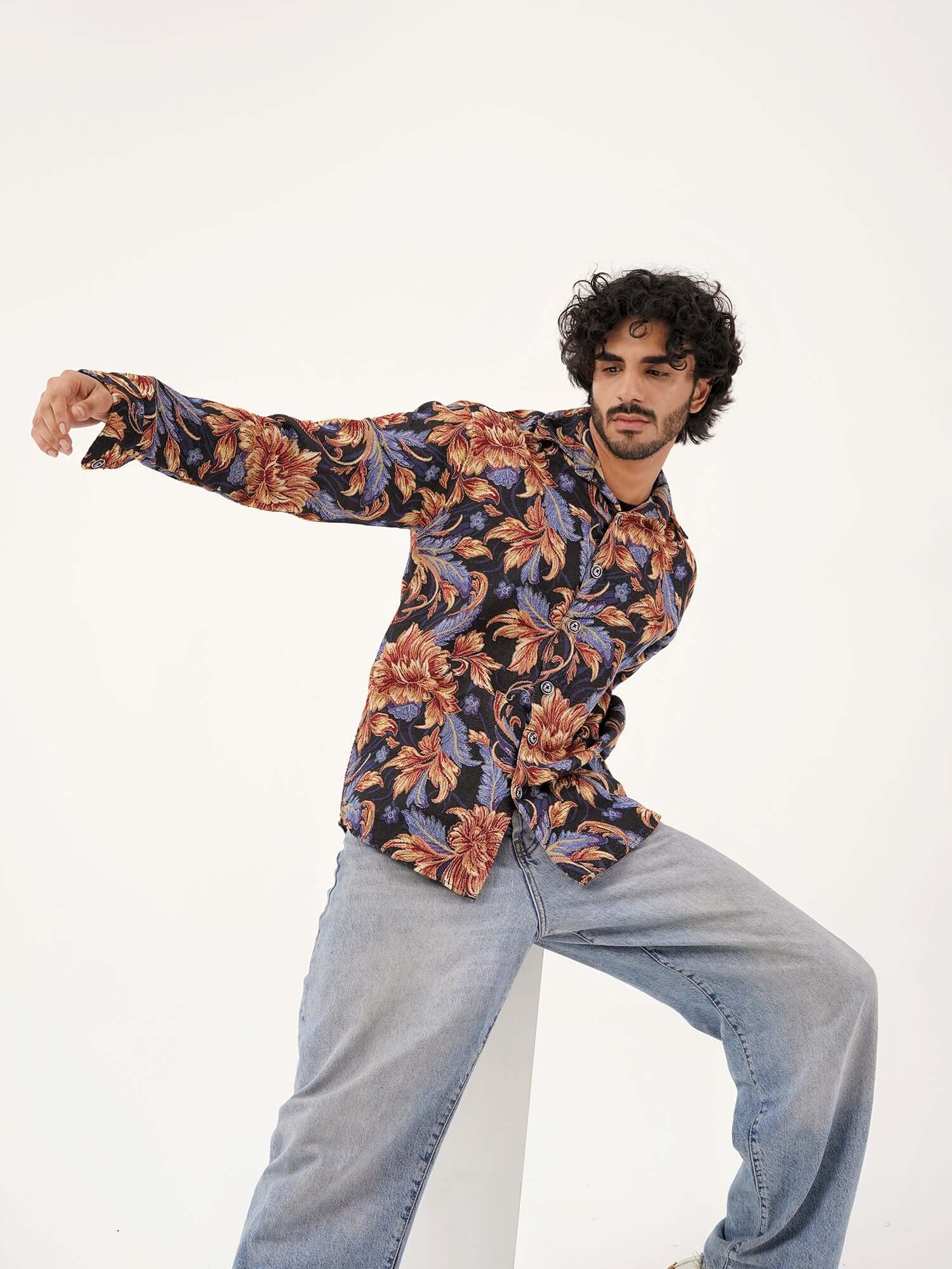 Baroque Bloom Shacket – Cotton Collared Overshirt - CLAZZEY