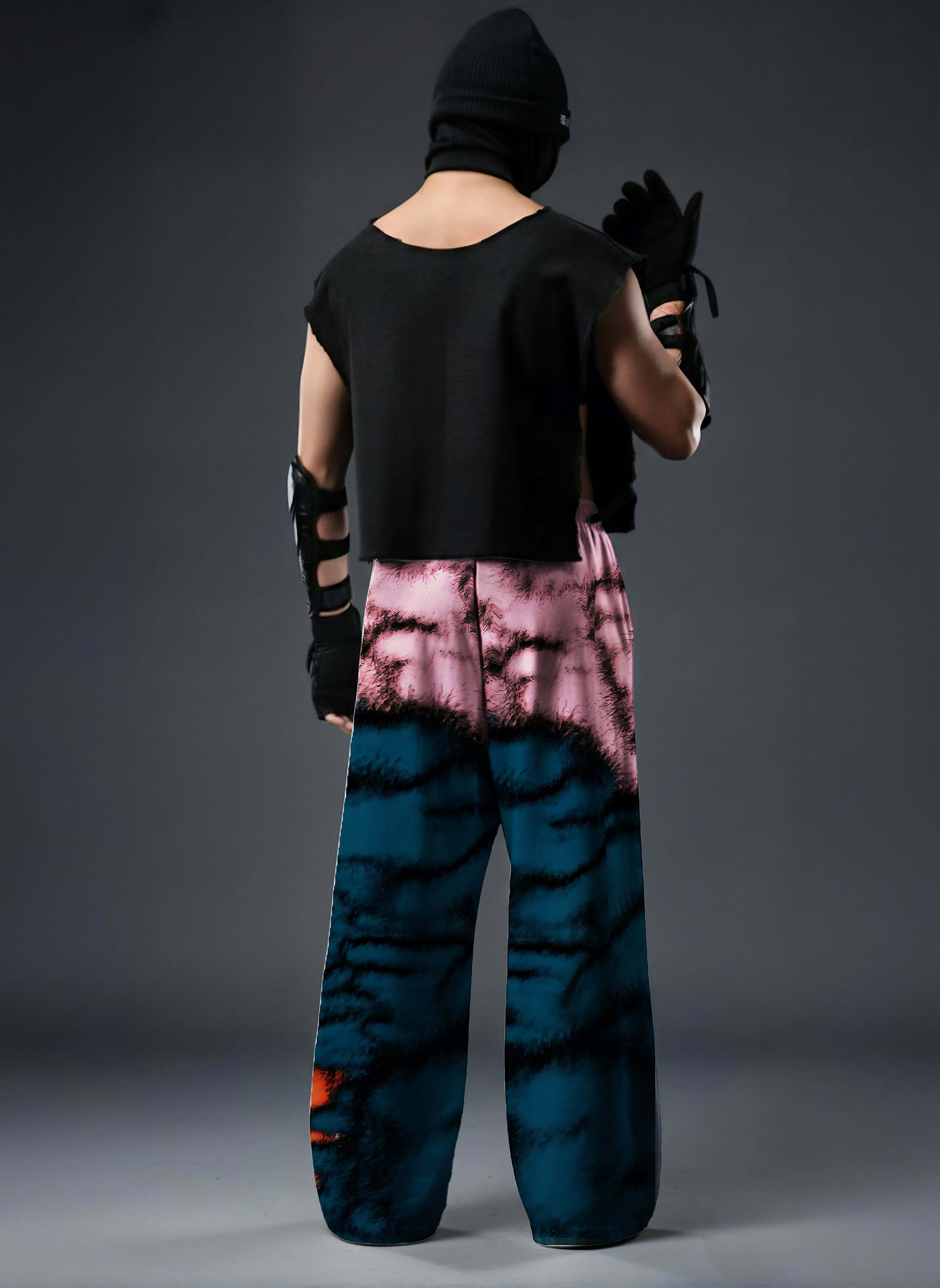 Azure Ember, Abstract Printed Pants, Printed Baggy Pants, Baggy Fit Pants, Streetwear Pants, Oversized Pants, Graphic Print Pants, Statement Pants, Urban Streetwear, Unisex Streetwear, Relaxed Fit Pants, Trendy Bottomwear, Contemporary Fashion, Clazzey Pa