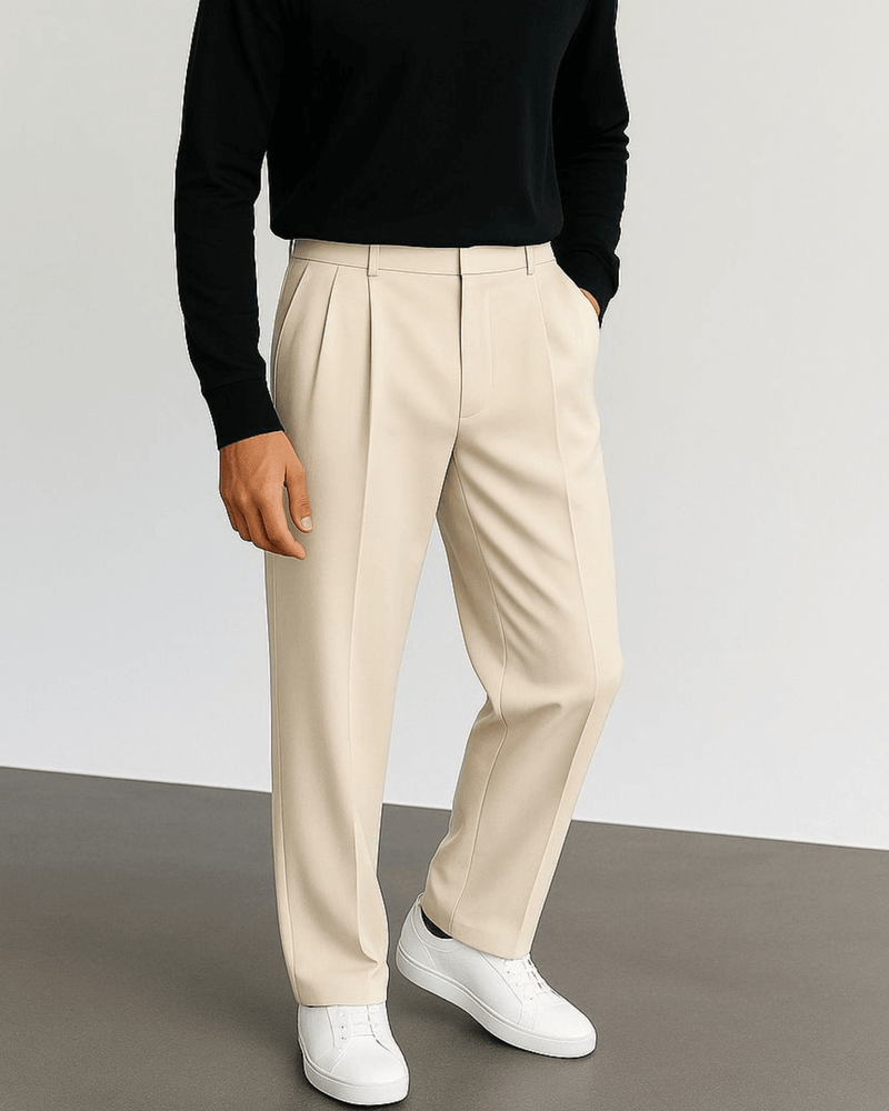 Sandstone Beige Stretch Pants for Neutral and Versatile Streetwear