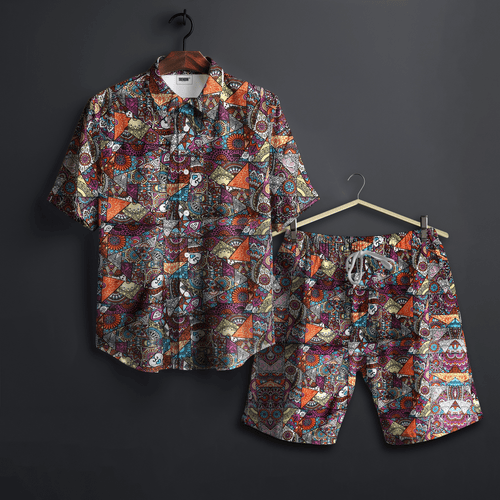 Casual Shirt And Short Set - 100% Cotton