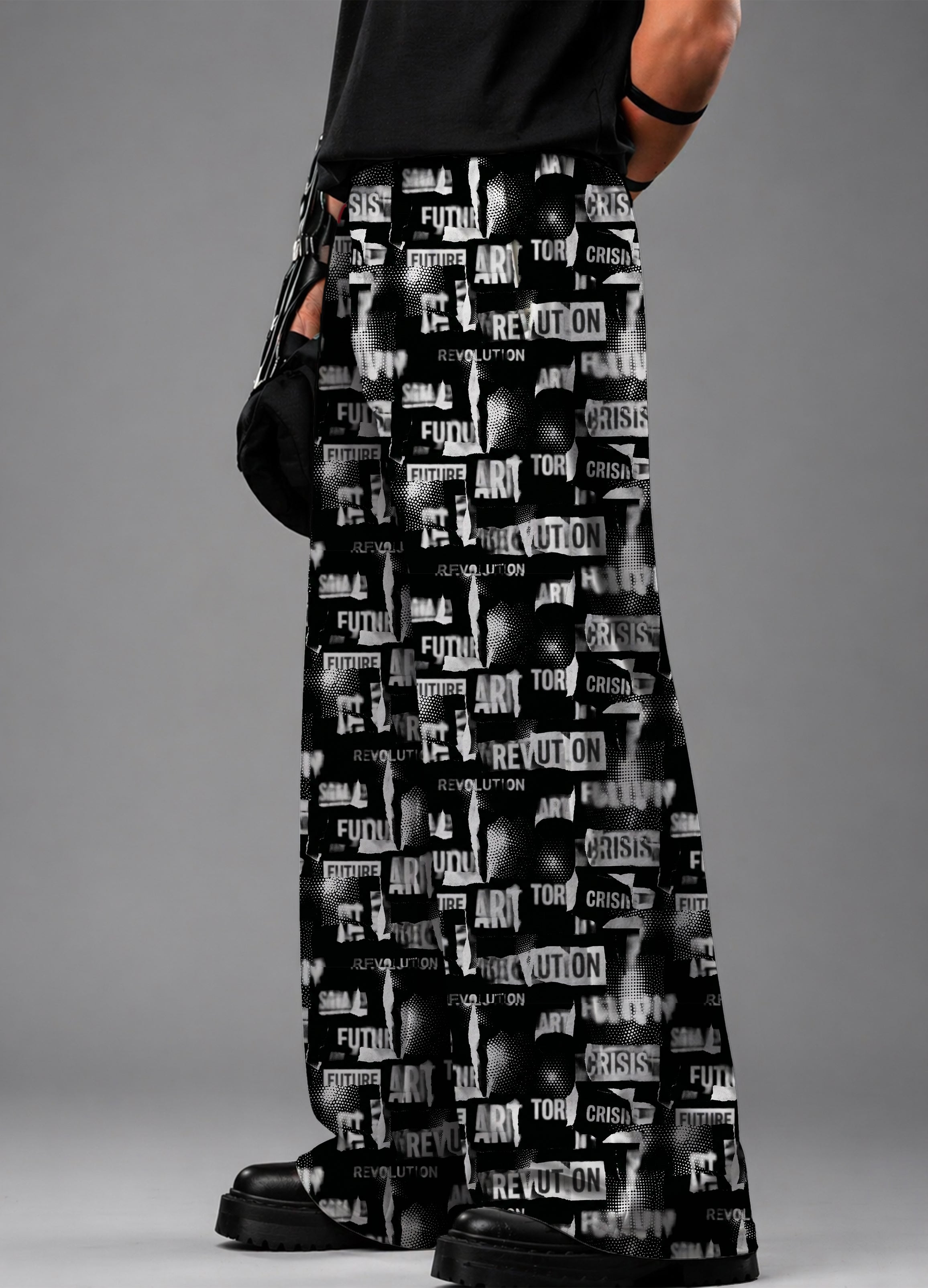 Revolt Print Baggy Pants
