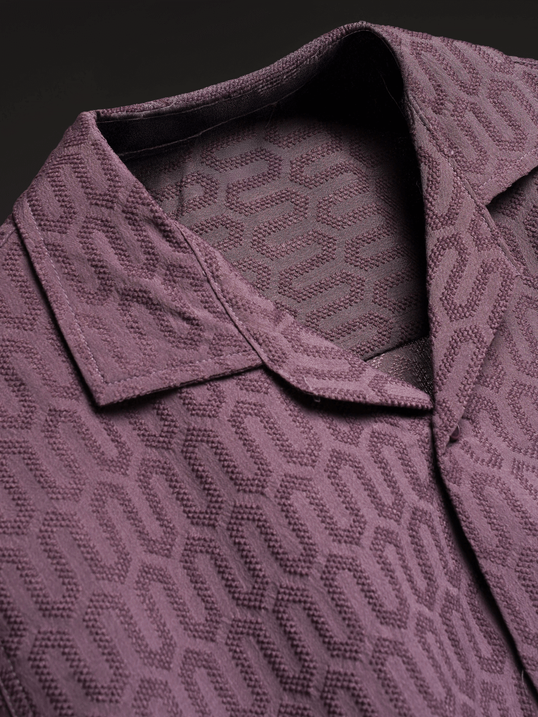 Coffee Grid Knitted Shirt