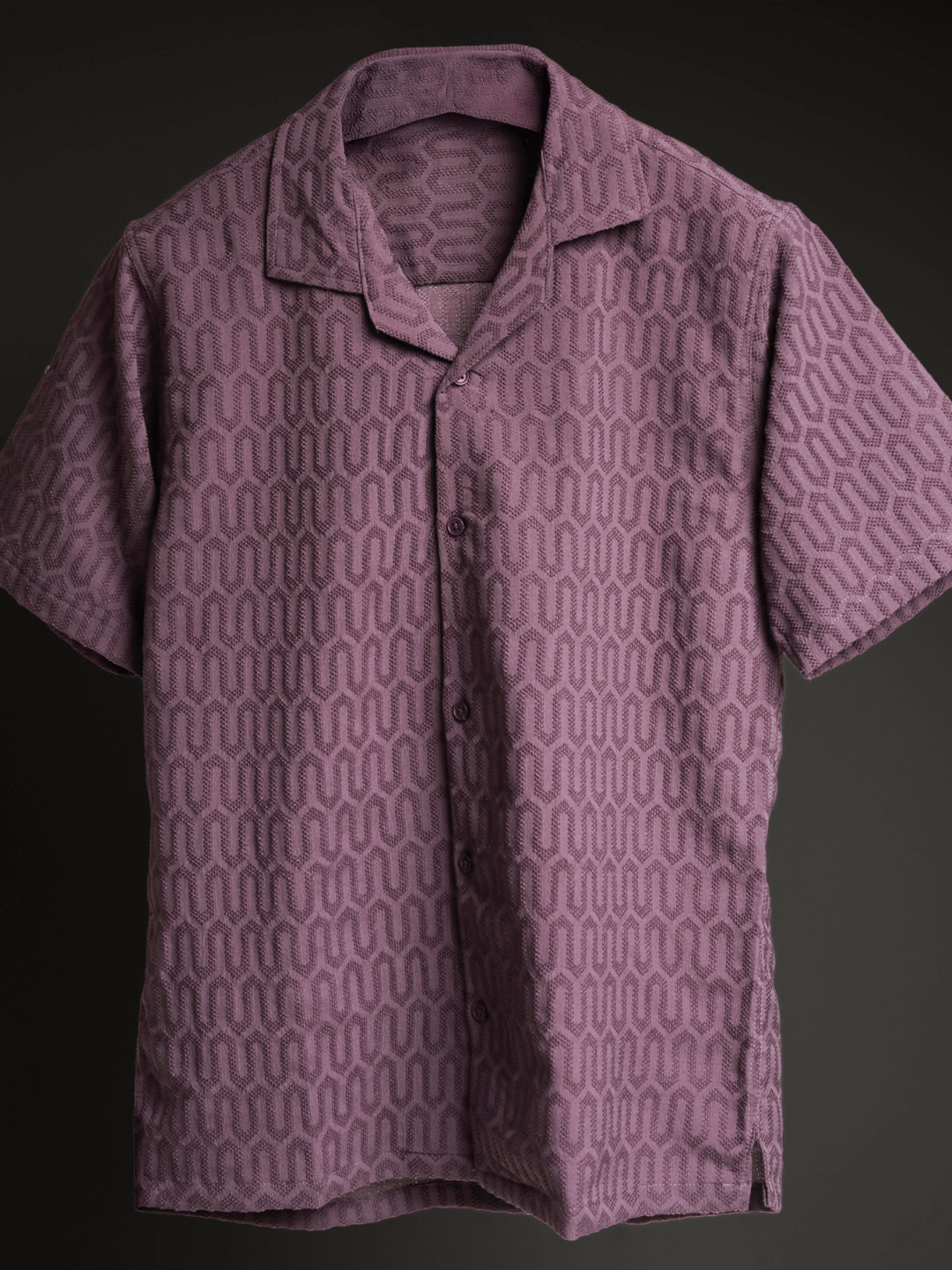 Coffee Grid Knitted Shirt