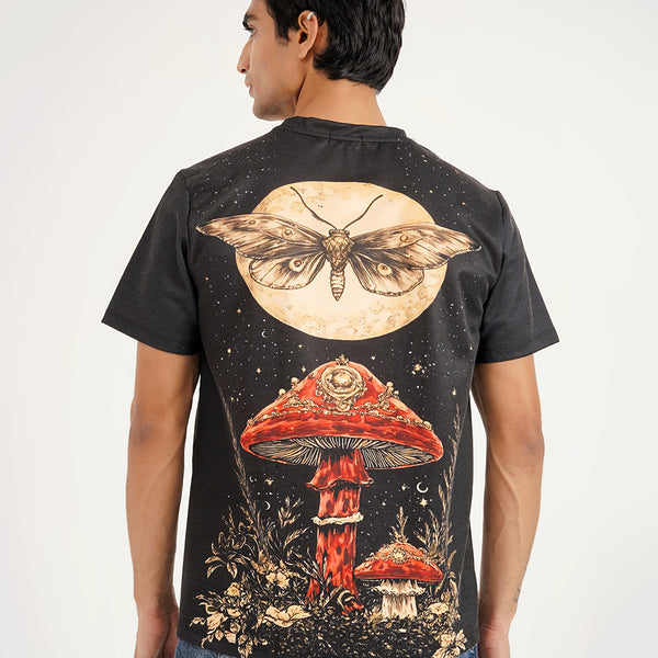 Dark Bloom Printed Tee – Floral Graphic Cotton T-Shirt