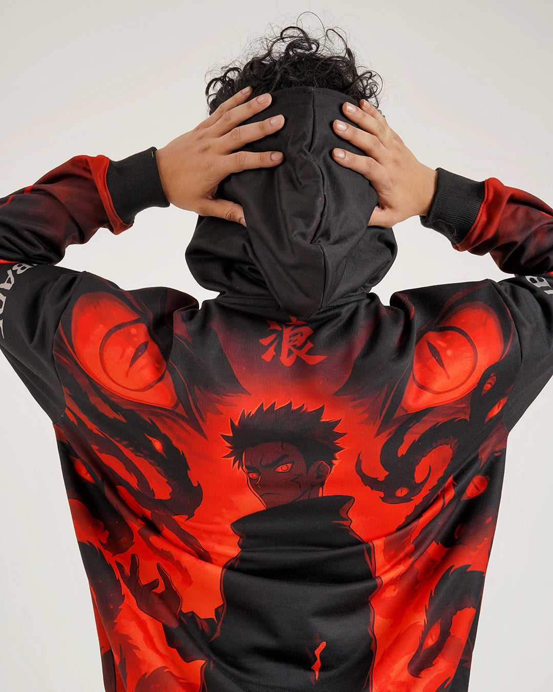 Gambare Anime Graphic Hoodie – Fiery Red Streetwear Print