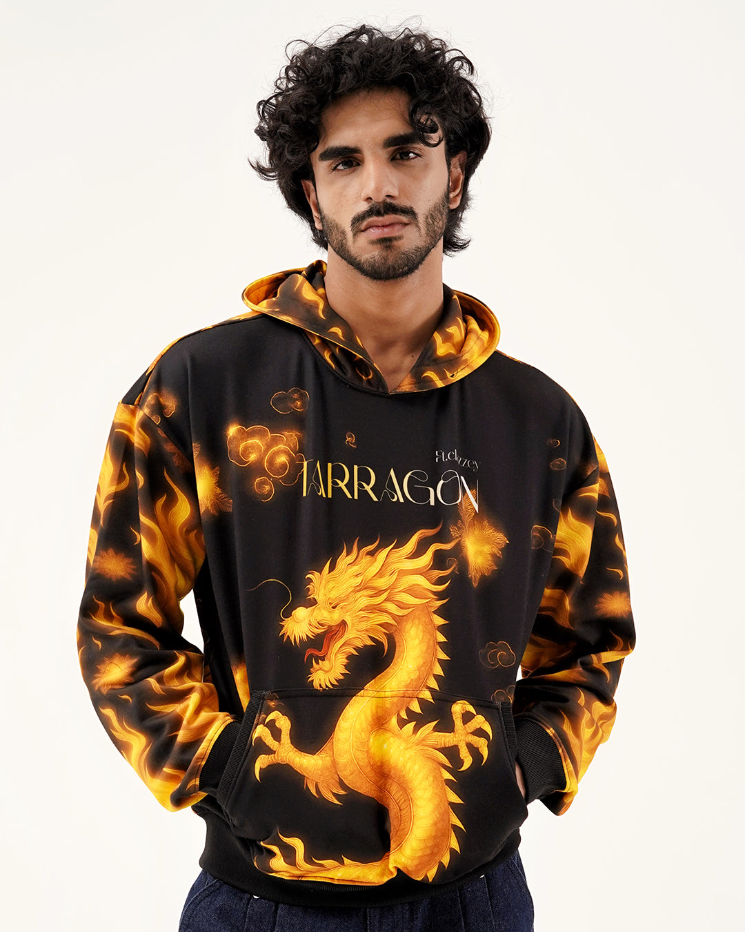 Inferno Dragon Graphic Hoodie – Golden Flame Streetwear