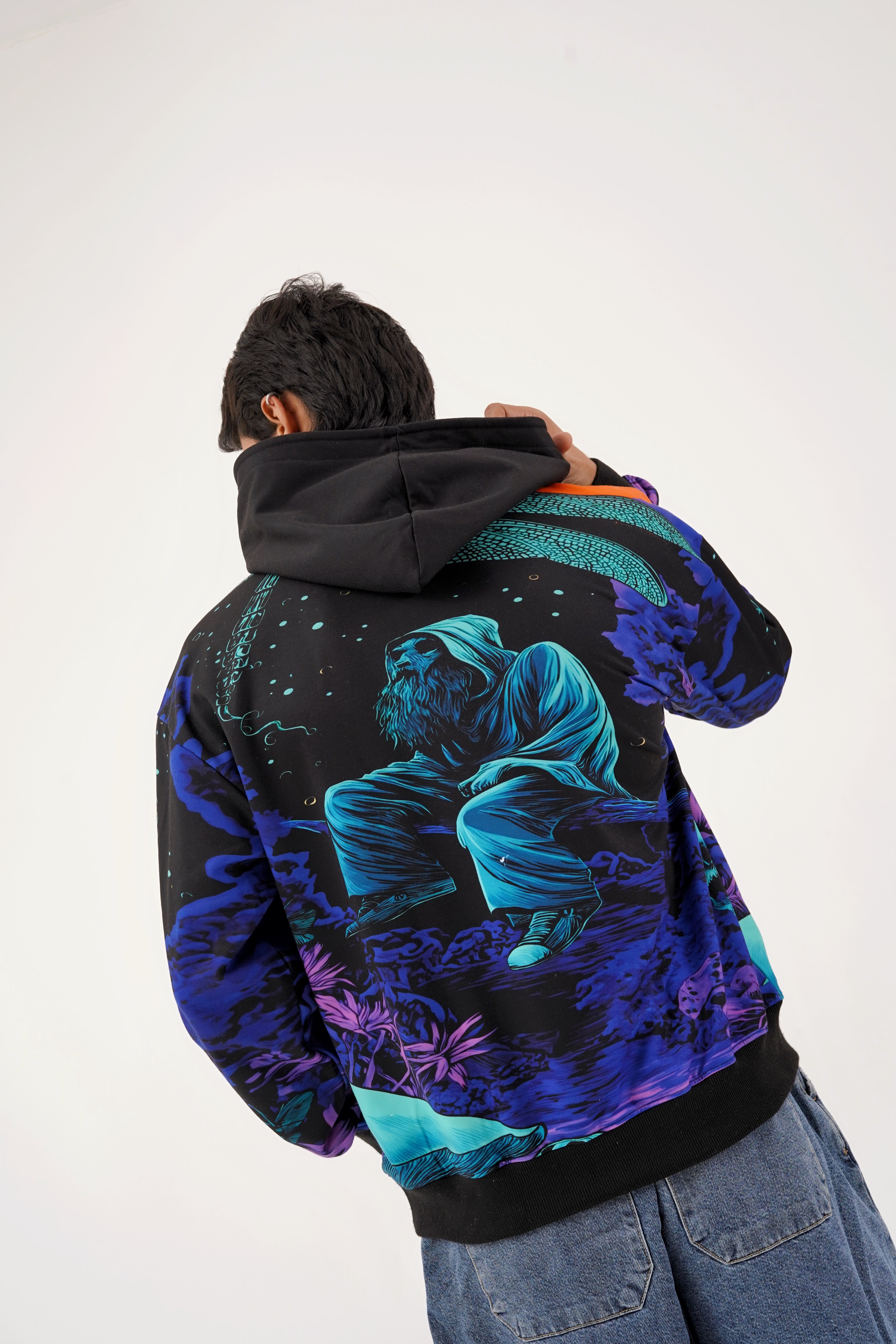 Mystic Monk Graphic Hoodie – Cosmic Streetwear Print