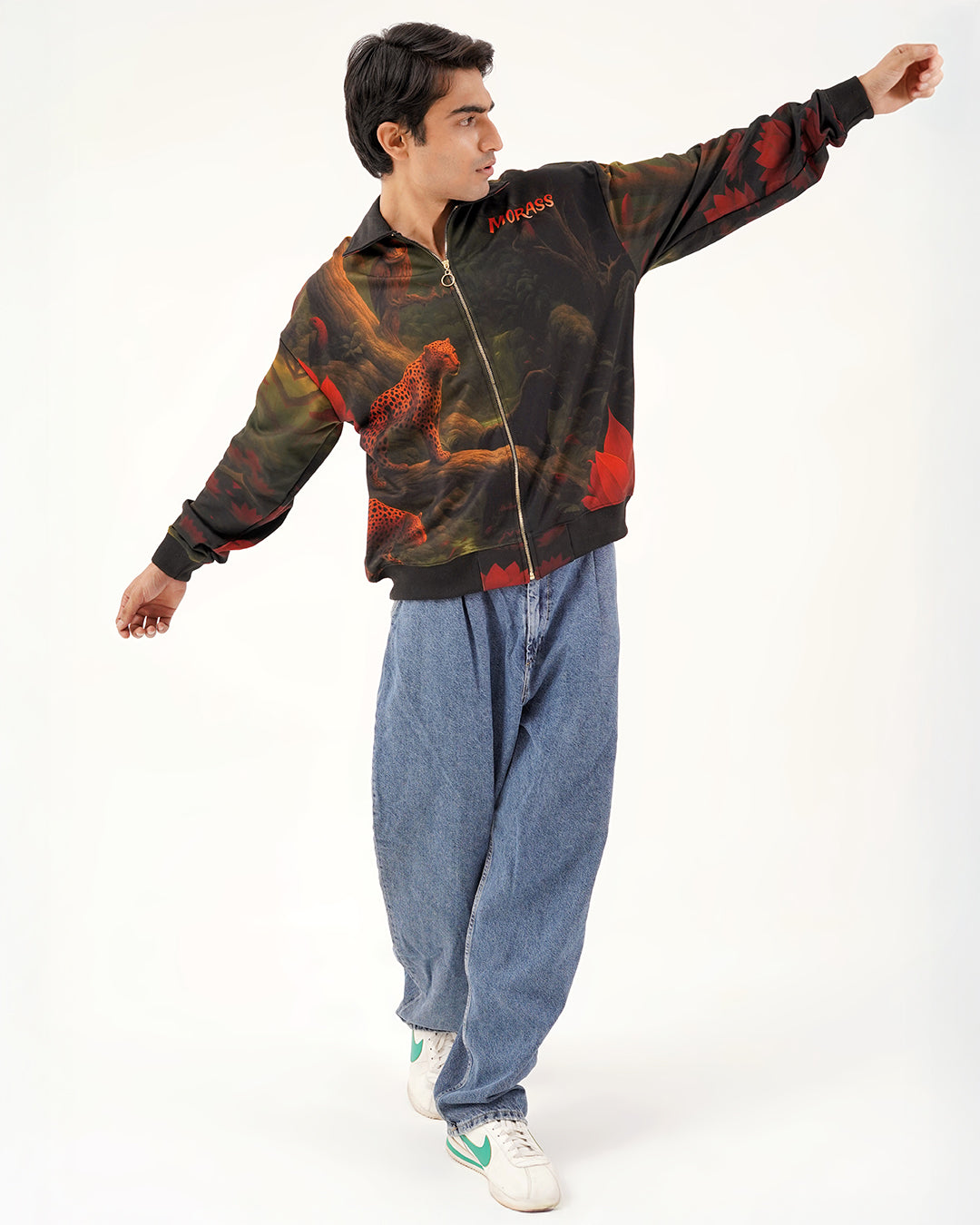 Morass Deep Jungle Fur-Lined Leopard Print Jacket