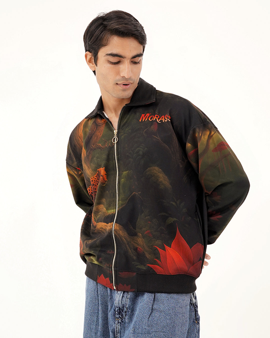 Morass Deep Jungle Fur-Lined Leopard Print Jacket