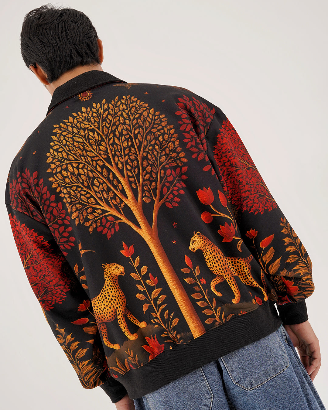 Artistic Wildwood Leopard Fur-Lined Zip-Up Jacket