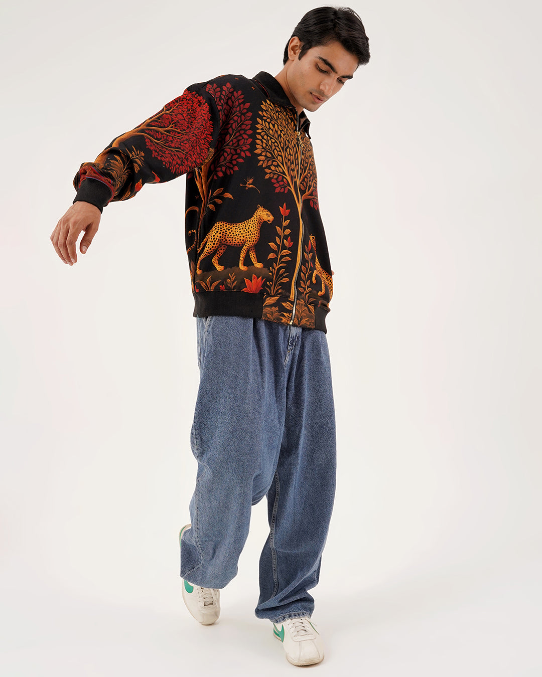 Artistic Wildwood Leopard Fur-Lined Zip-Up Jacket