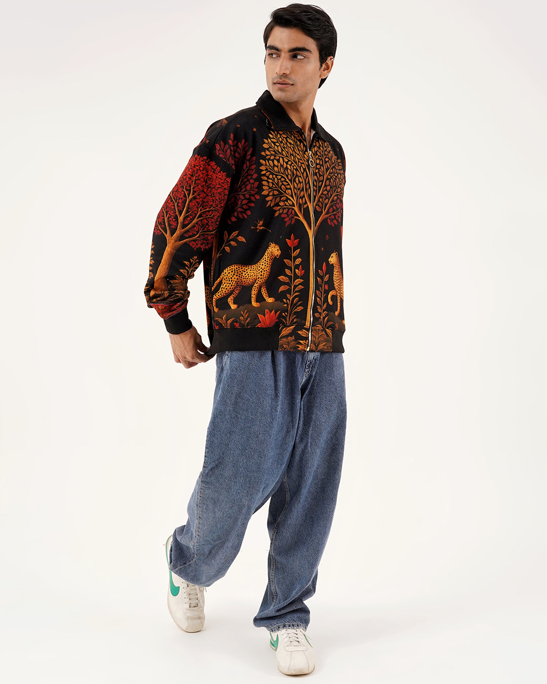 Artistic Wildwood Leopard Fur-Lined Zip-Up Jacket