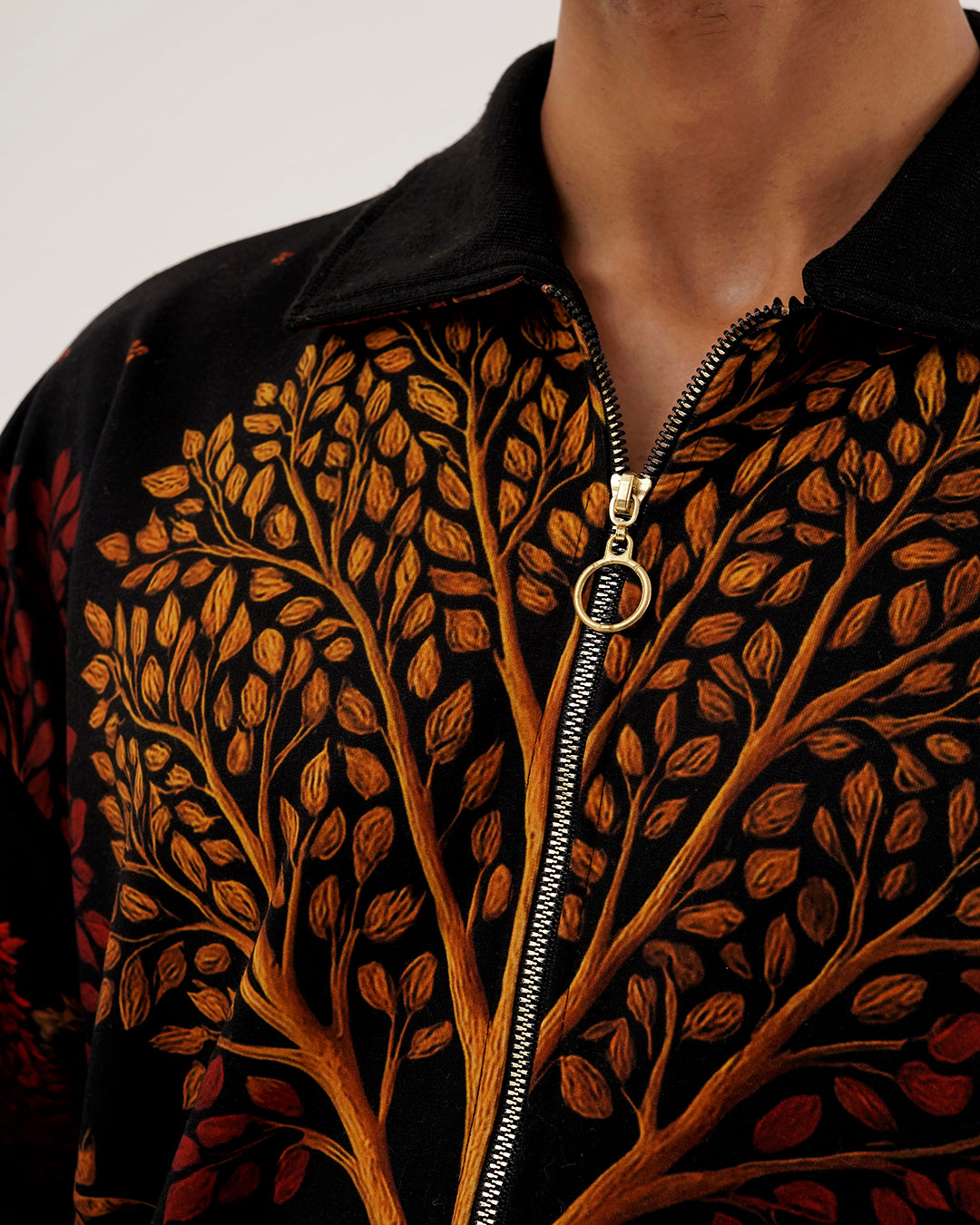 Artistic Wildwood Leopard Fur-Lined Zip-Up Jacket