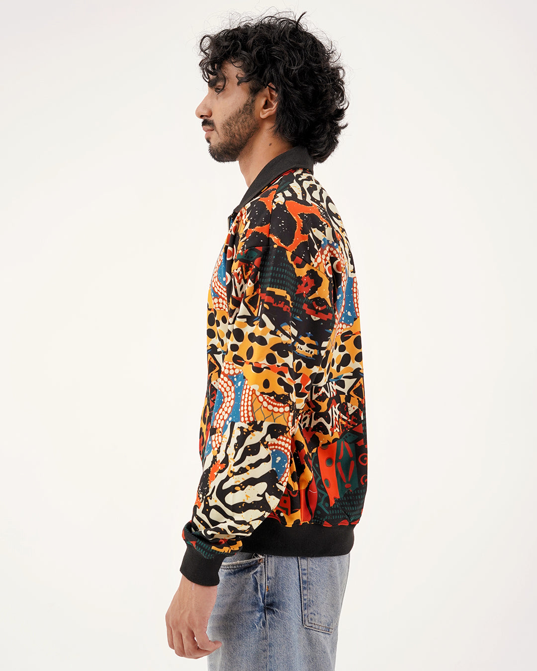 Abstract Savanna Multicolor Fur-Lined Zip-Up Jacket
