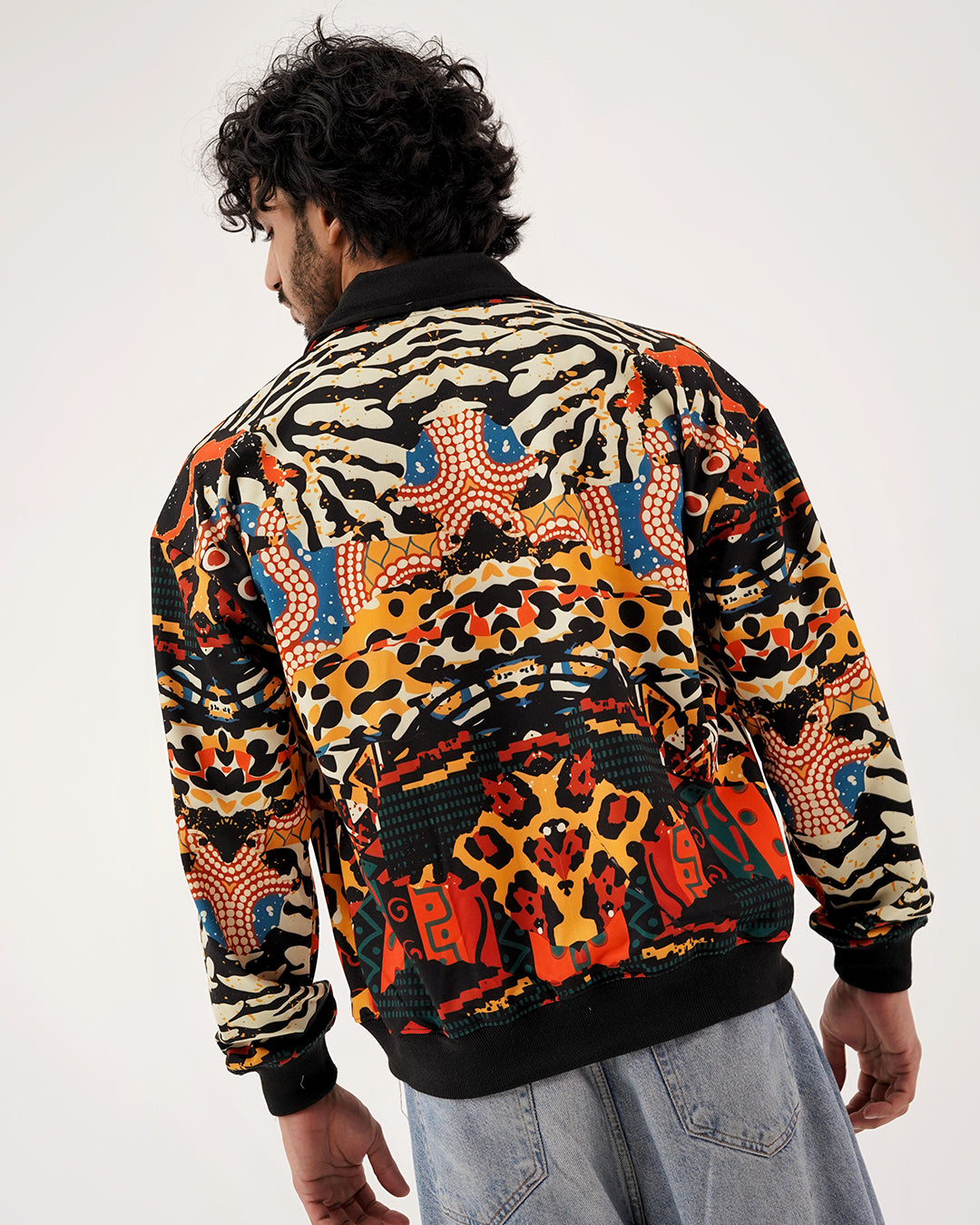Abstract Savanna Multicolor Fur-Lined Zip-Up Jacket