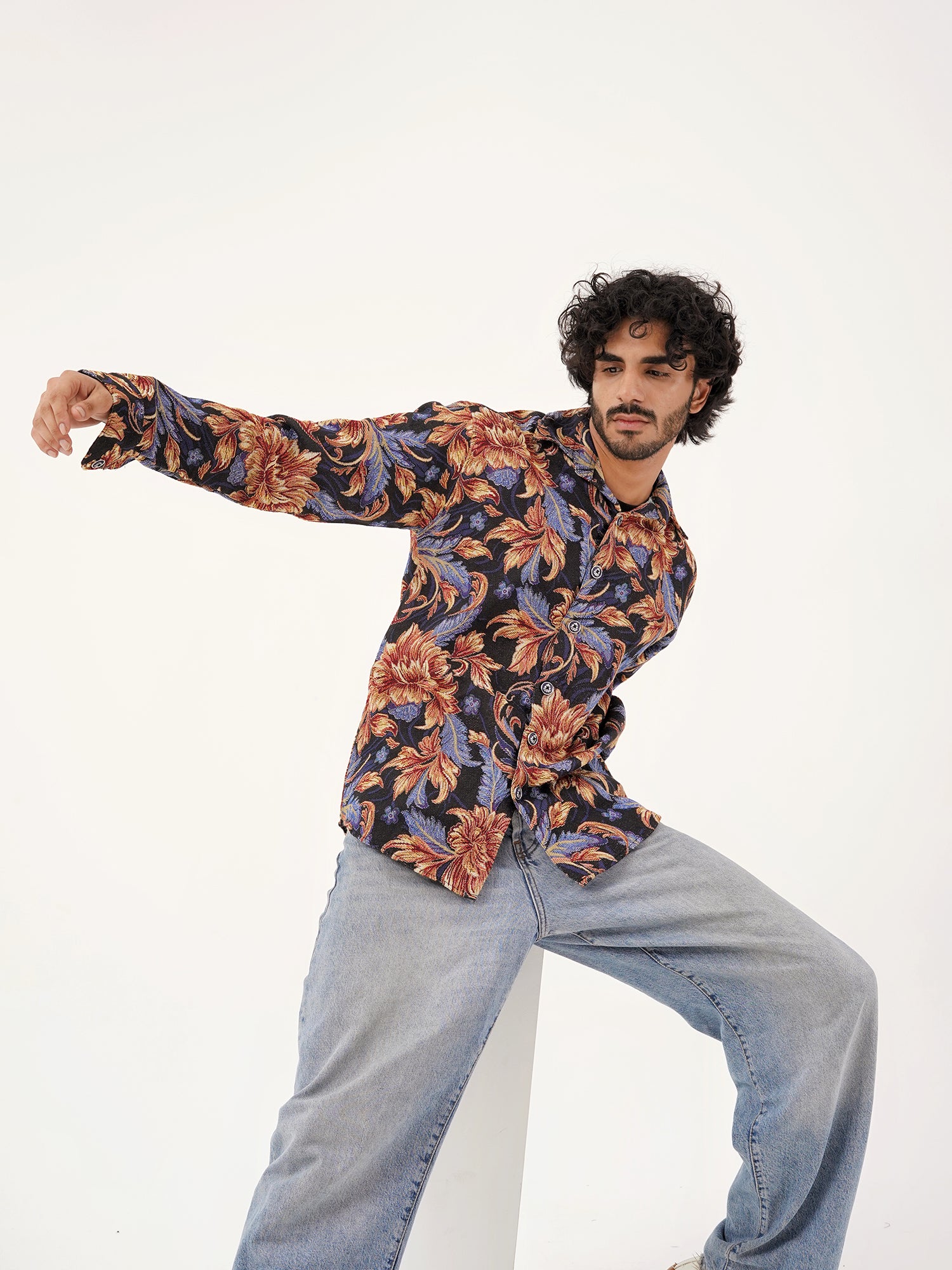 Baroque Bloom Shacket – Cotton Collared Overshirt