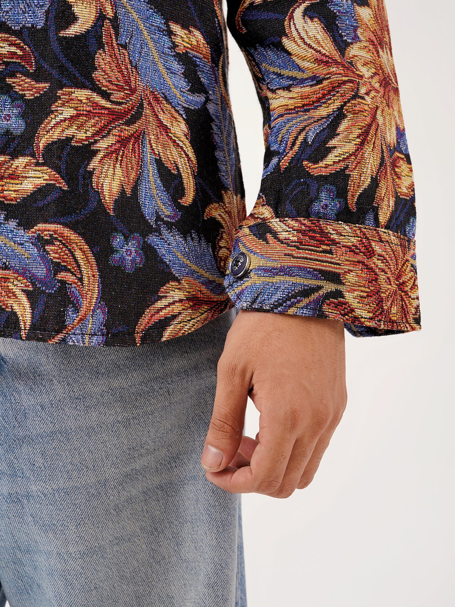 Baroque Bloom Shacket – Cotton Collared Overshirt