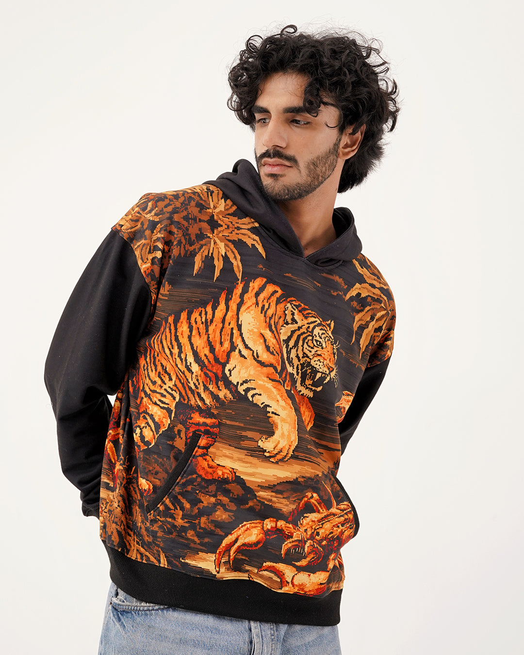 Jungle Fury Tiger Scorpion Graphic Hoodie - Tropical Streetwear