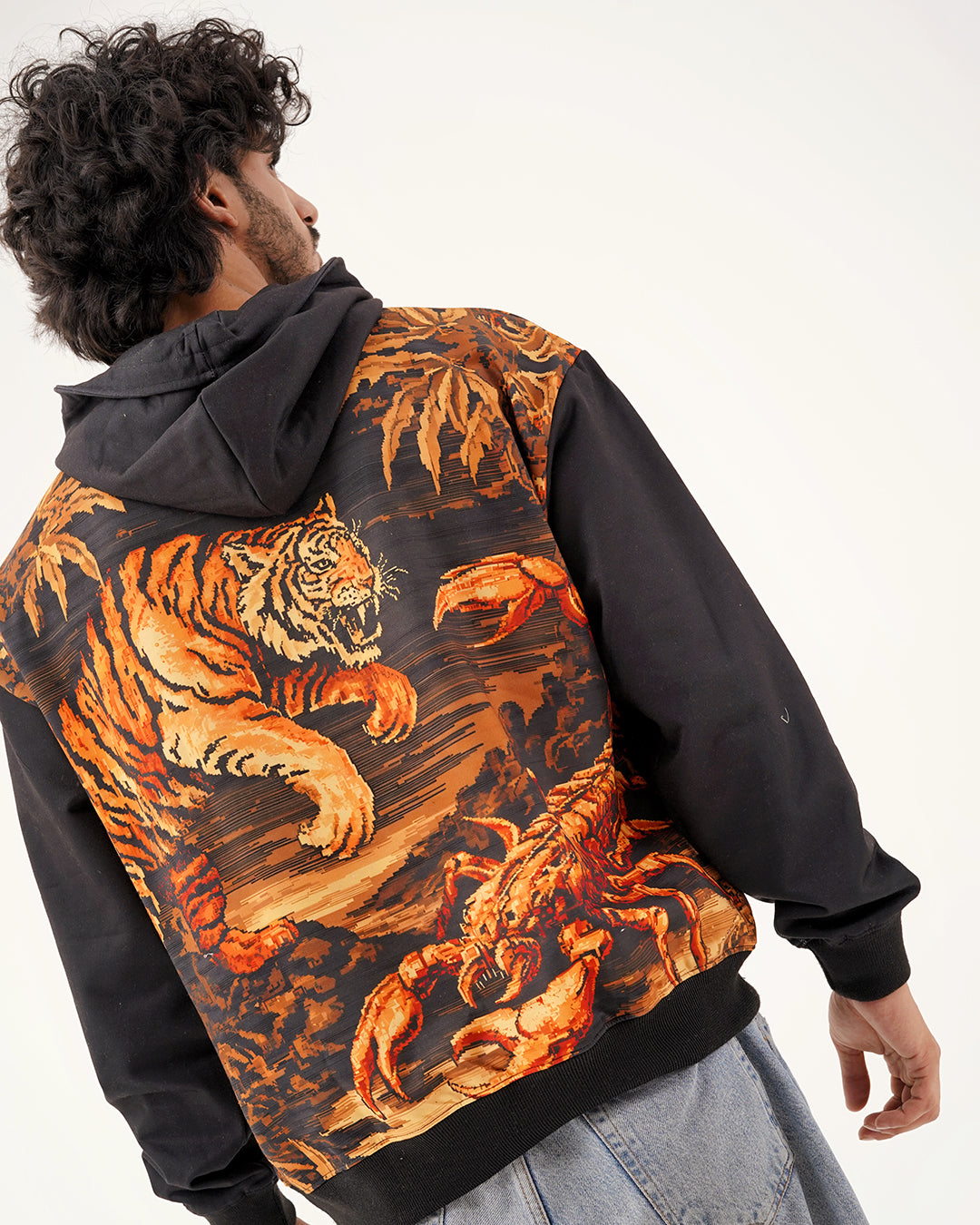 Jungle Fury Tiger Scorpion Graphic Hoodie - Tropical Streetwear