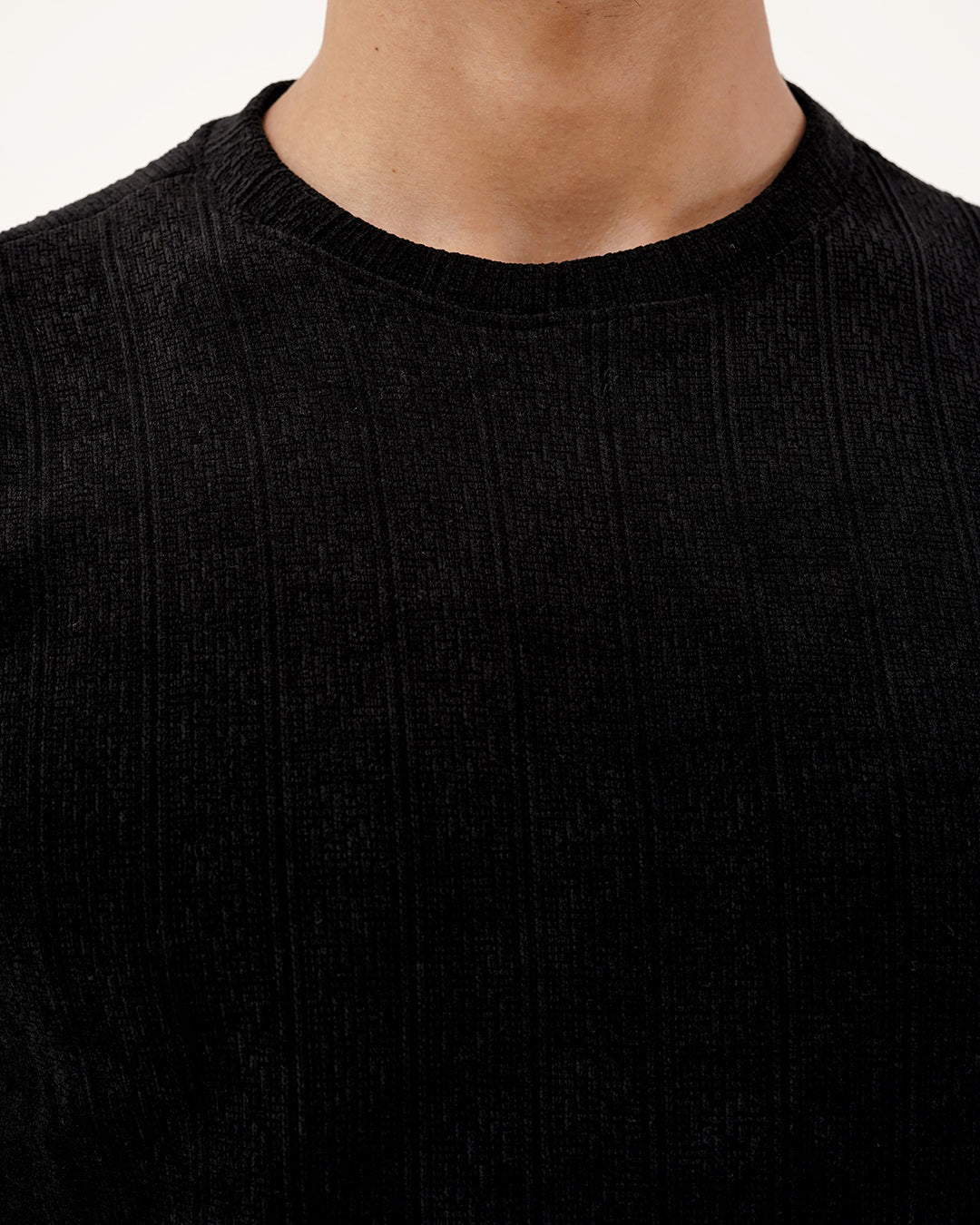 Daily Luxe Jacquard Sweatshirt – Midnight Black