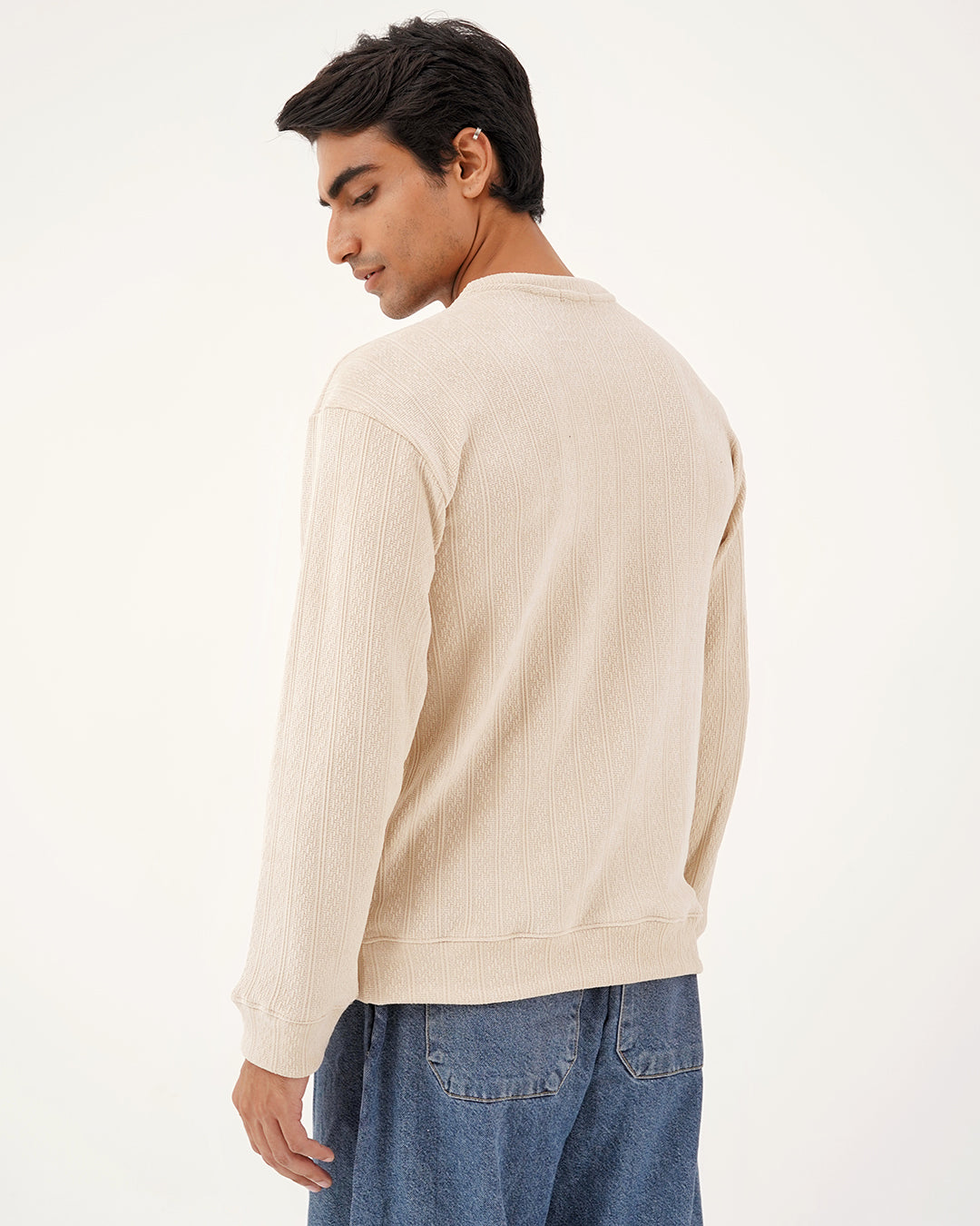 Daily Luxe Jacquard Sweatshirt – Ivory Cream
