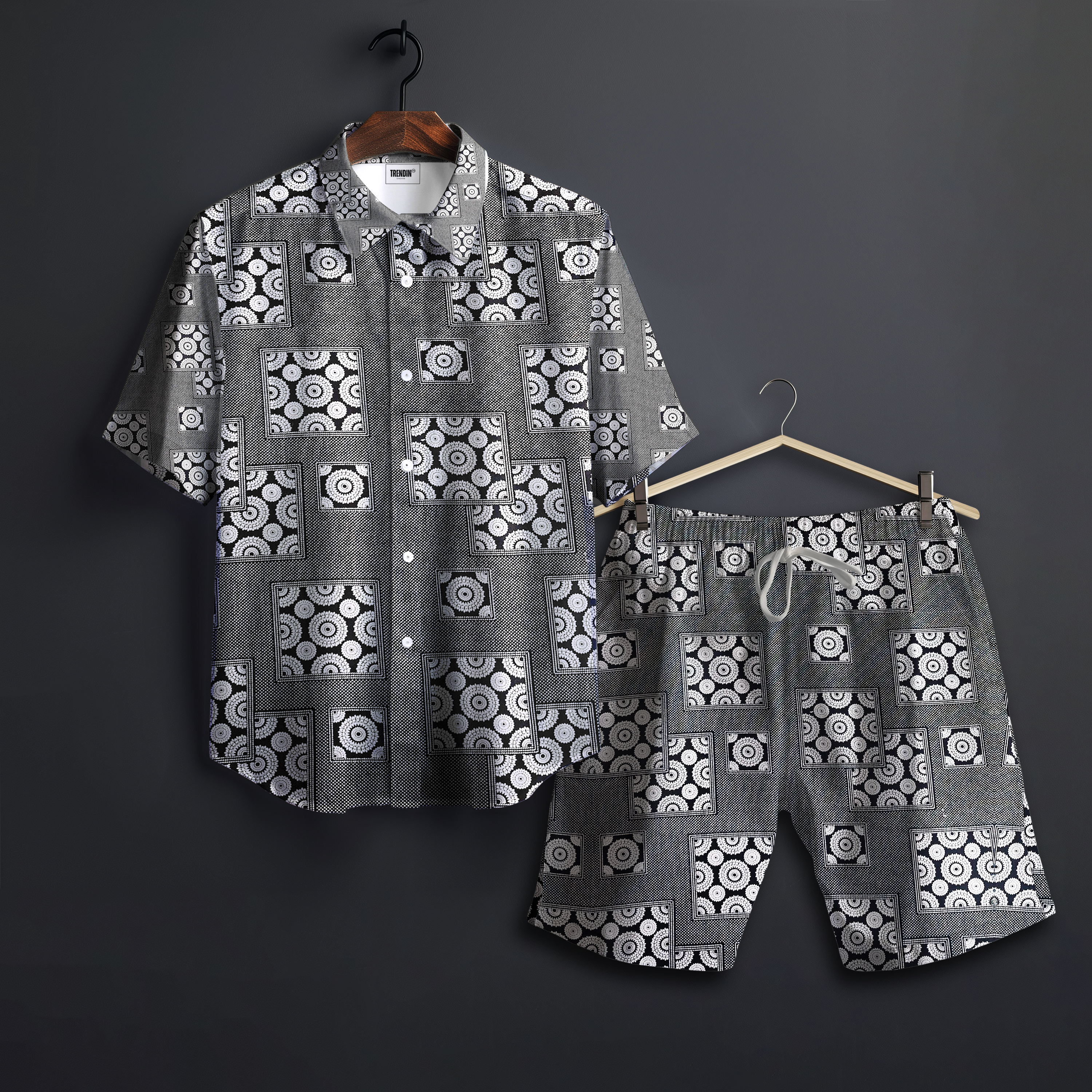 Echo Luxe Black Shirts and Short Set | 100% cotton